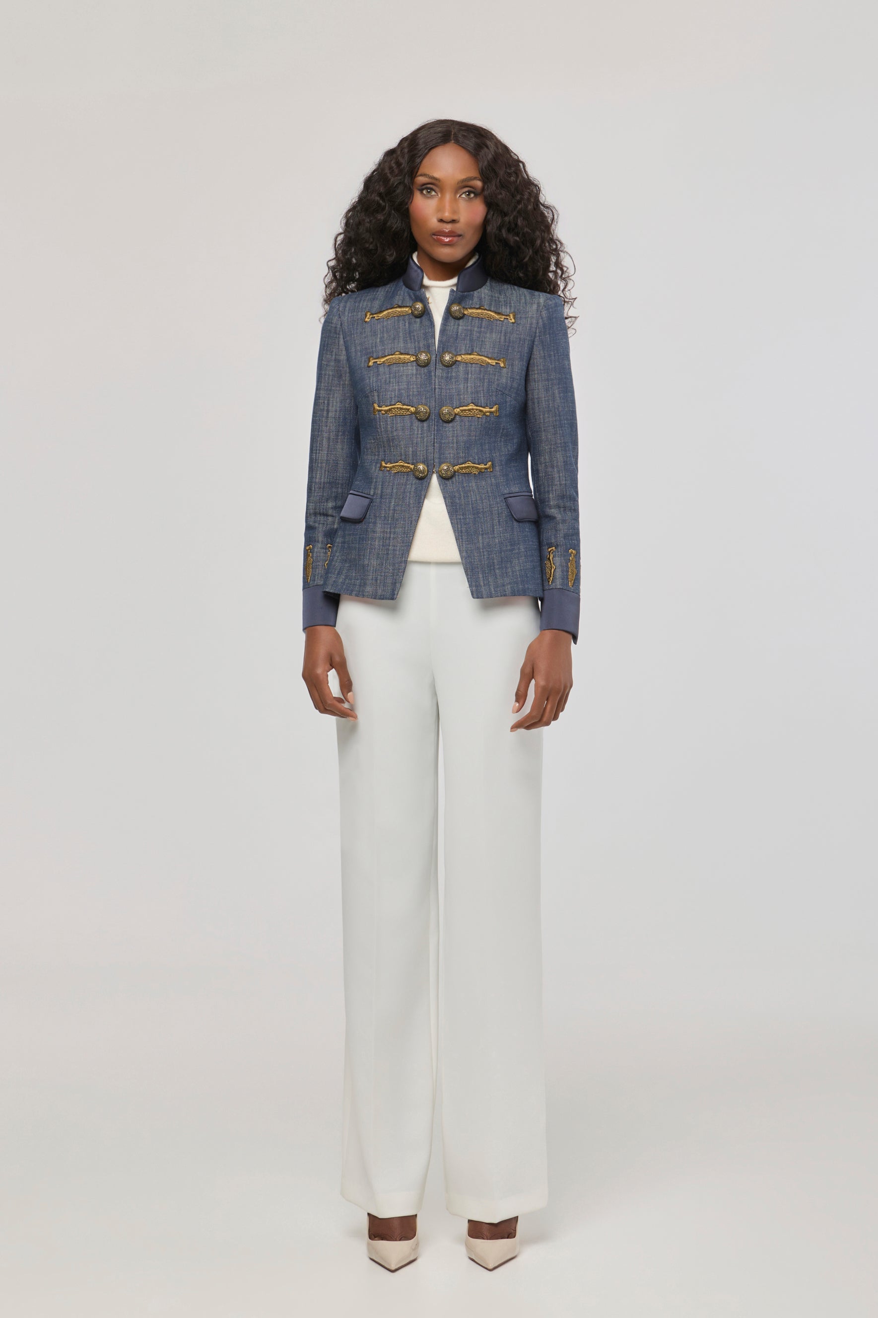 Blazer de algodón denim con bordados Nuvola Denim - Edición Limitada