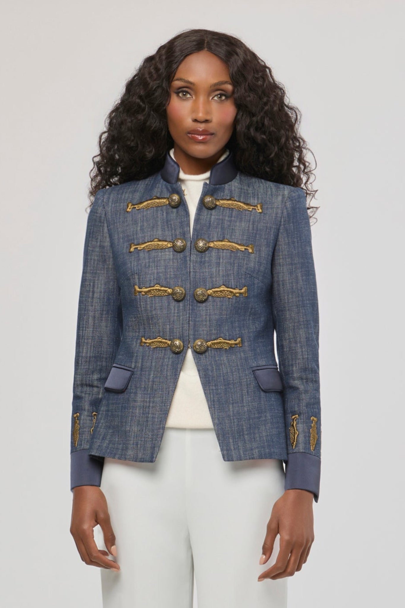 Nuvola Denim Embroidered Cotton Blazer - Limited Edition