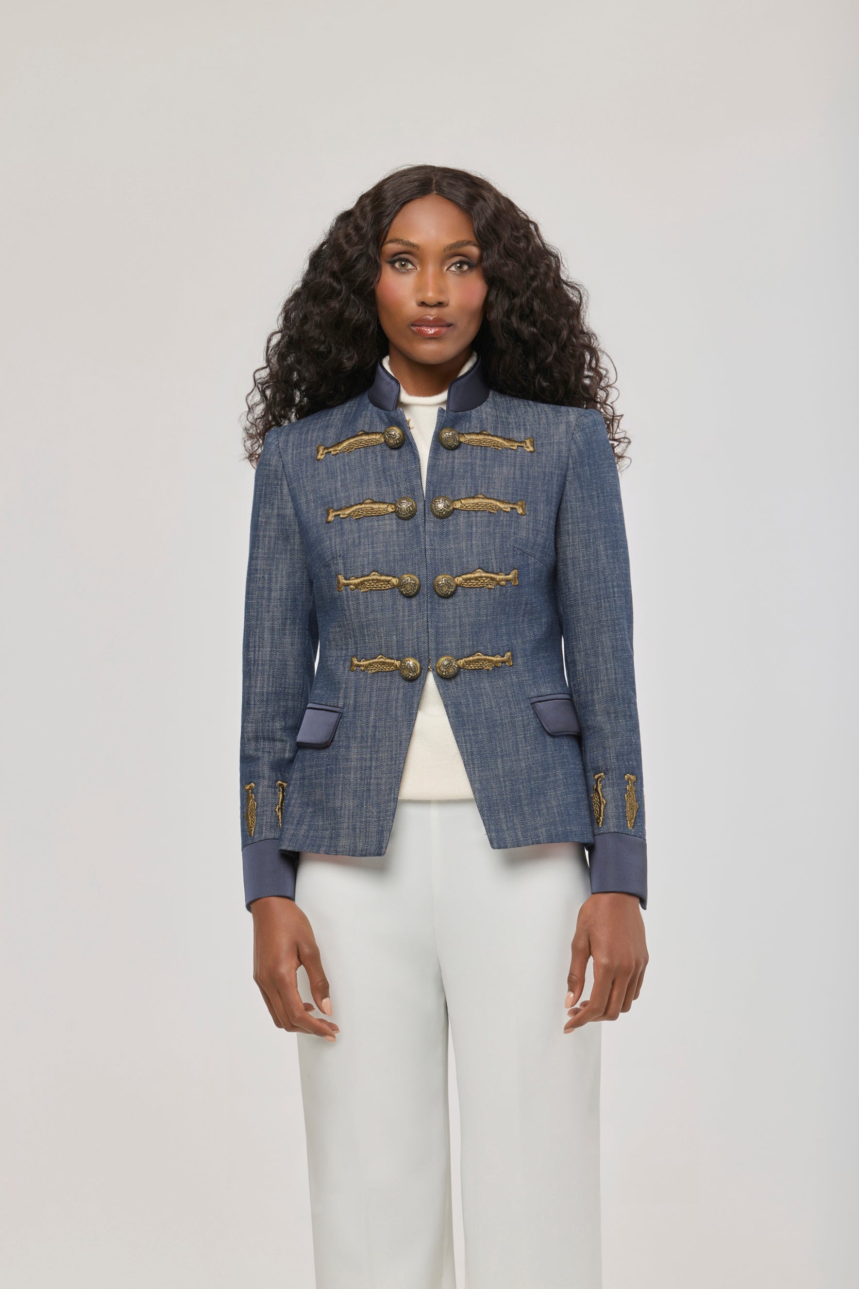 Blazer de algodón denim con bordados Nuvola Denim - Edición Limitada