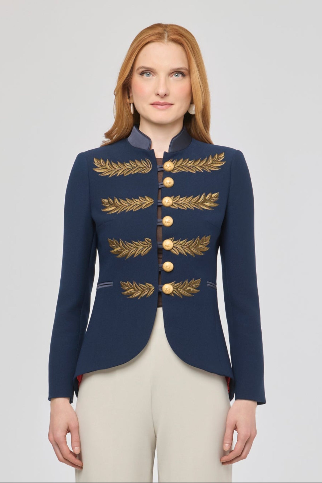 Renata Love Gold Navy Blue Embroidered Blazer - Limited Edition