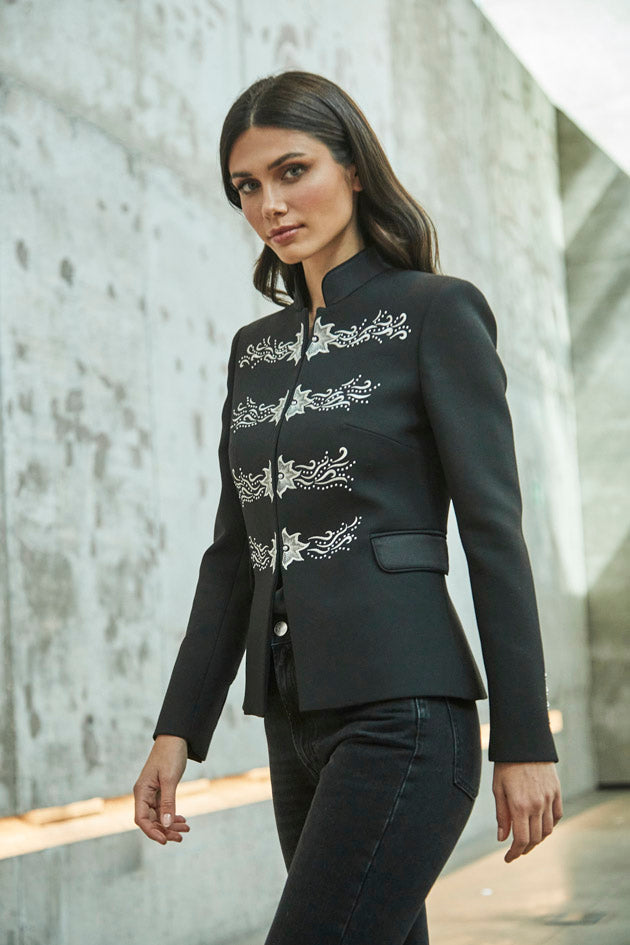 BLAZER AZABACHE BORDADO FIORELLA-THE EXTREME COLLECTION