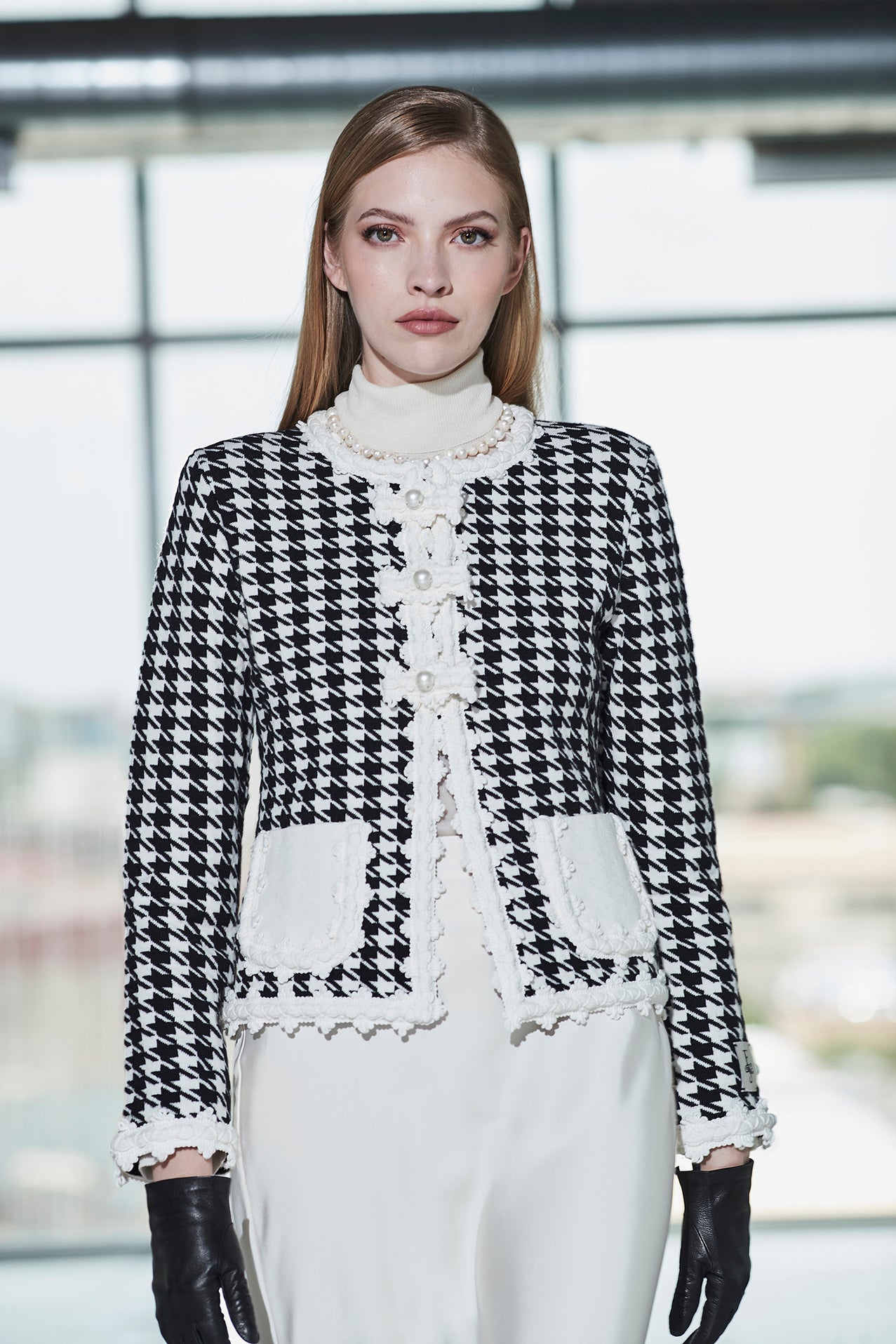 CHAQUETA PATA DE GALLO MARFIL GENEVA