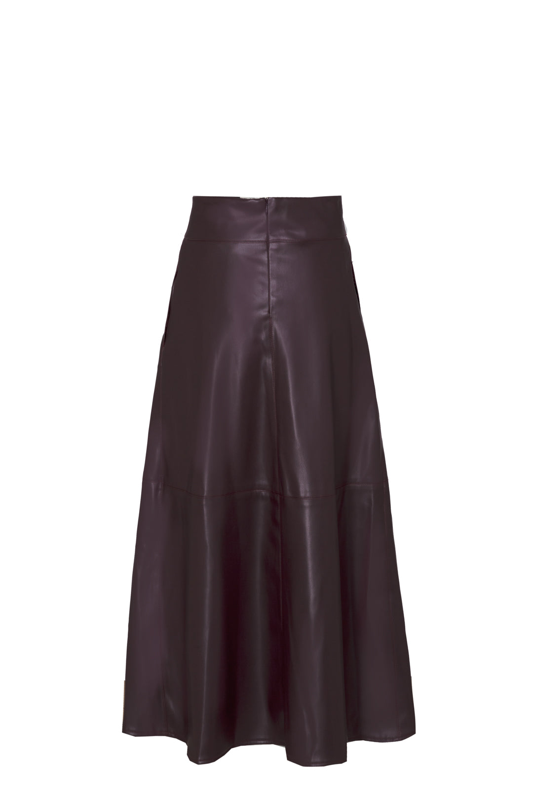 FALDA MIDI ECOPIEL MERLOT OLIVE