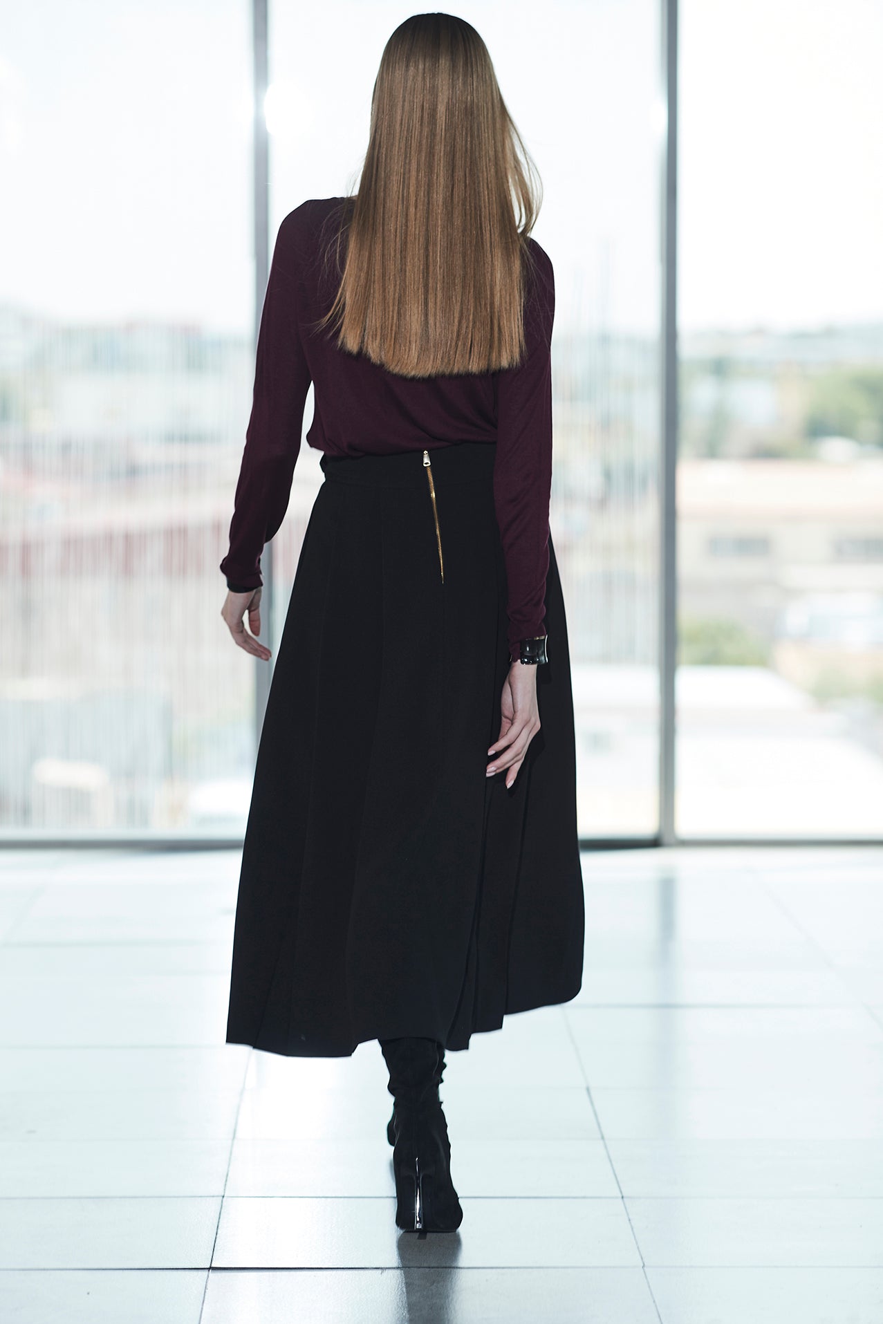FALDA MIDI AZABACHE PETRA
