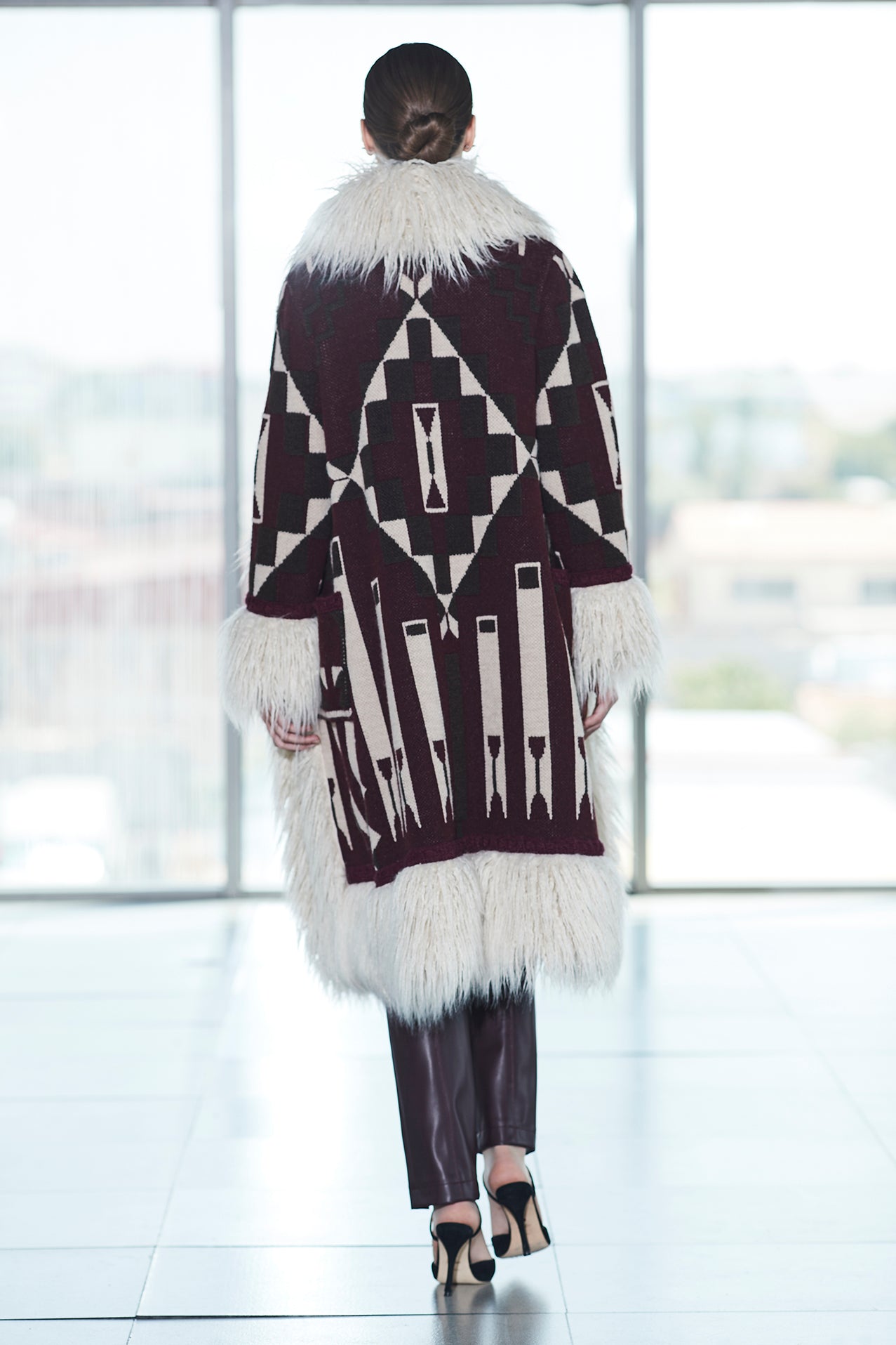 ABRIGO LARGO ALPACA MERLOT ODETA - THE EXTREME COLLECTION