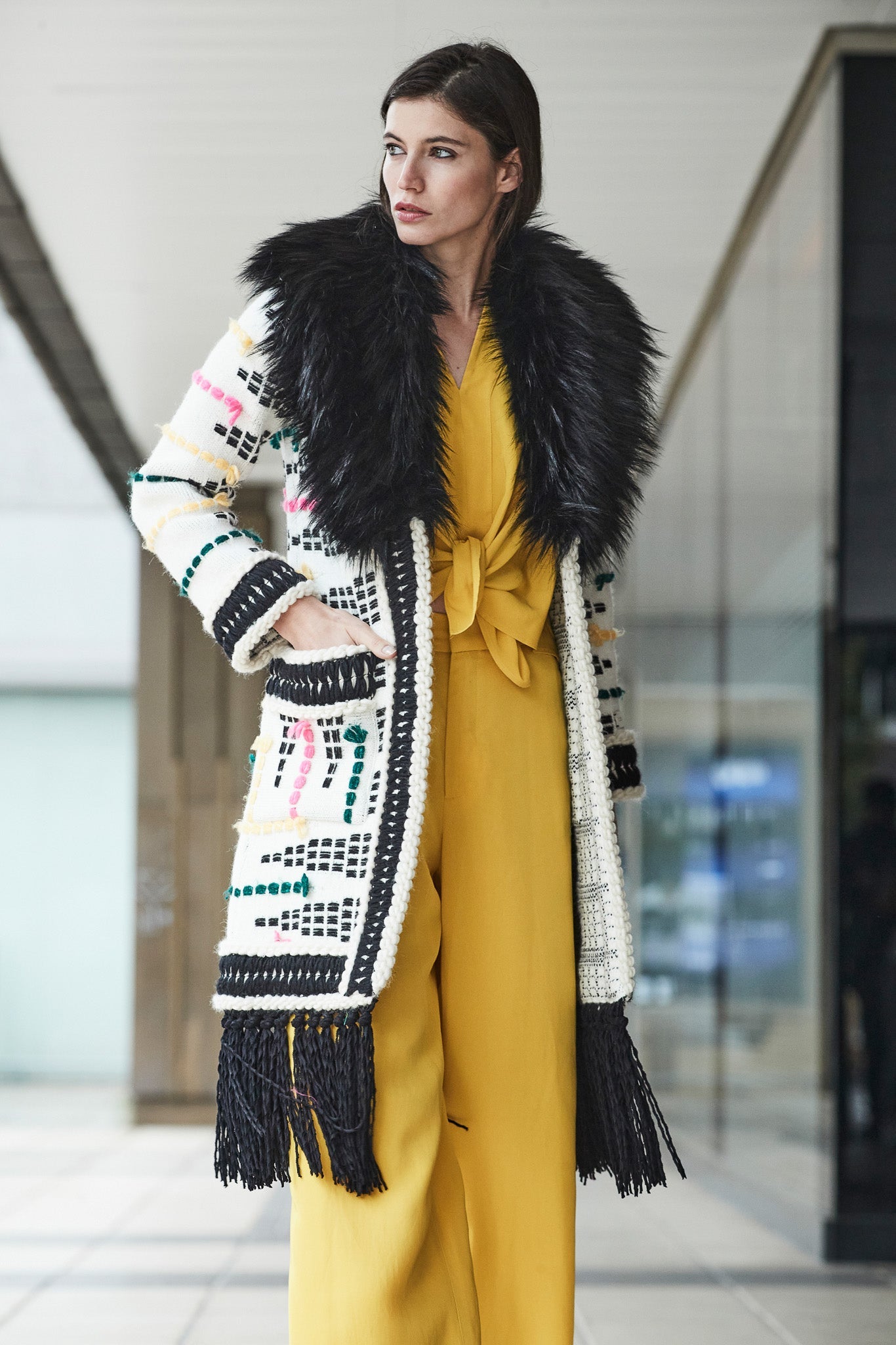 ABRIGO LARGO MOHAIR FLECOS TACIANA - THE EXTREME COLLECTION