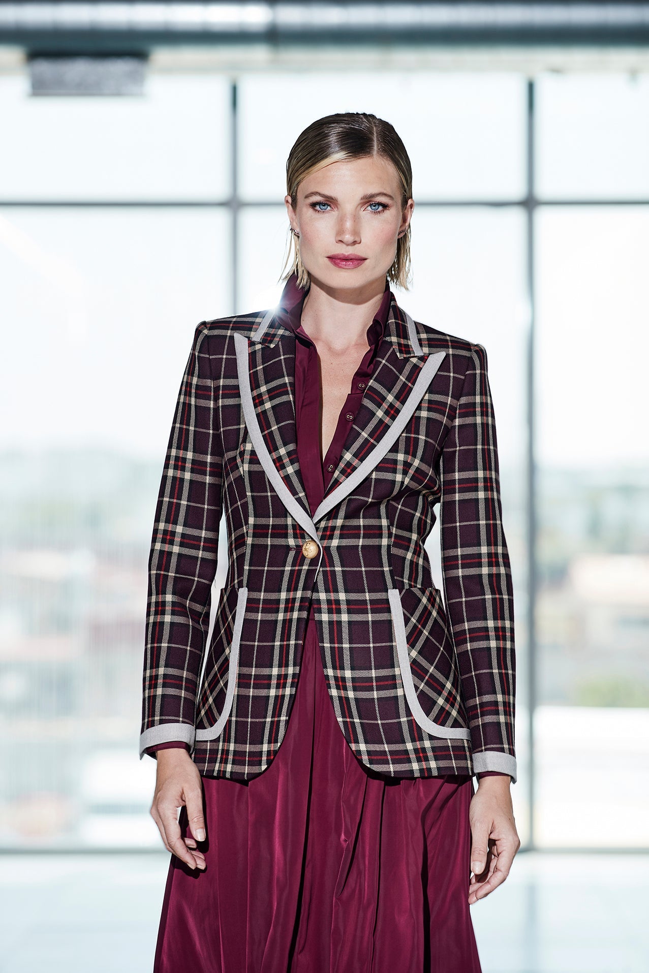 BLAZER CUADRO ESCOCES MERLOT BLACKBERRY - THE EXTREME COLLECTION