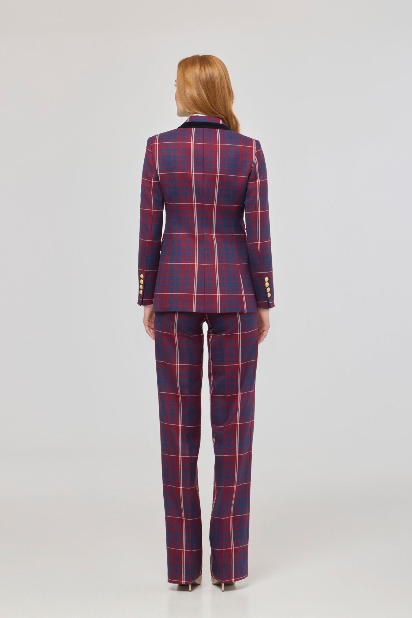 Blazer de cuadros con solapa aterciopelada Anderson de The Extreme Collection con estampado de cuadros y solapa de terciopelo.
