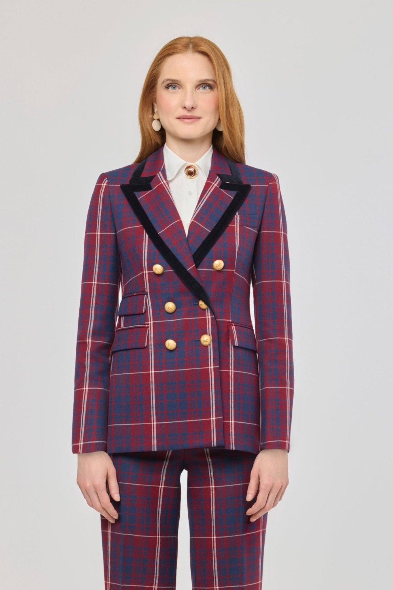 Blazer de cuadros con solapa aterciopelada Anderson de The Extreme Collection con estampado de cuadros y solapa de terciopelo.