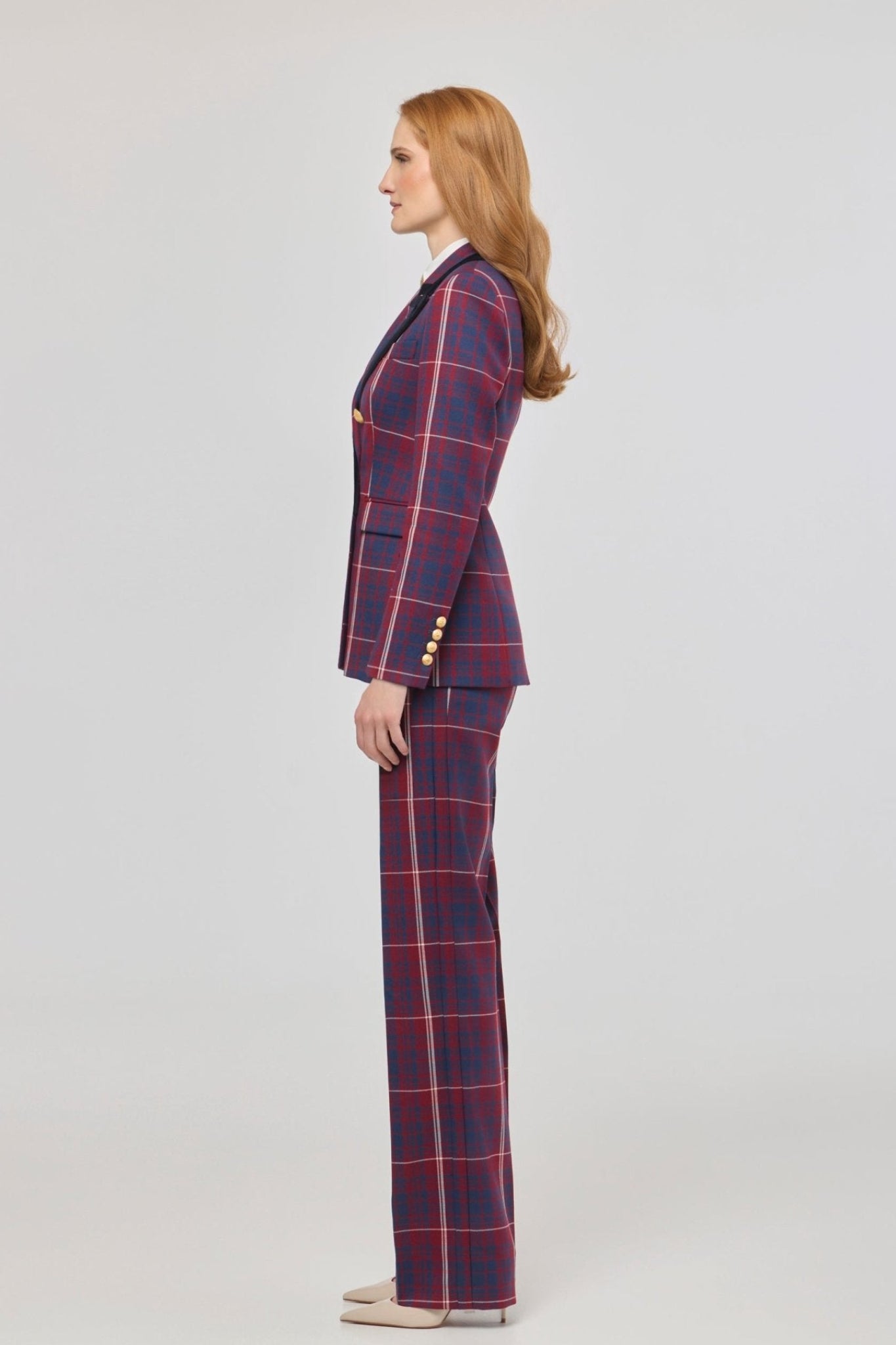 Blazer de cuadros con solapa aterciopelada Anderson de The Extreme Collection con estampado de cuadros y solapa de terciopelo.