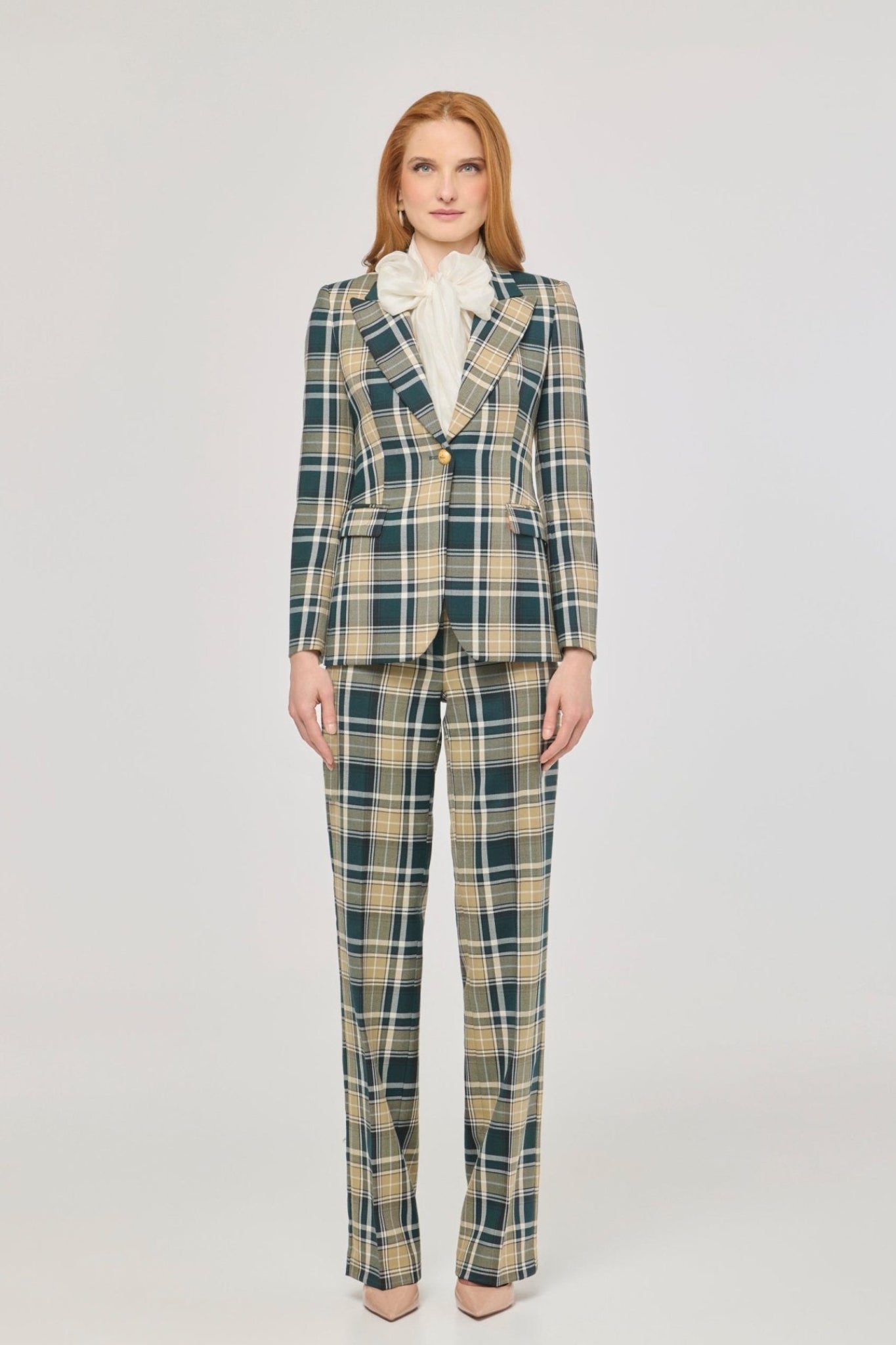 Blazer de cuadros tierra Murray de The Extreme Collection en tonos arena y verde oscuro.