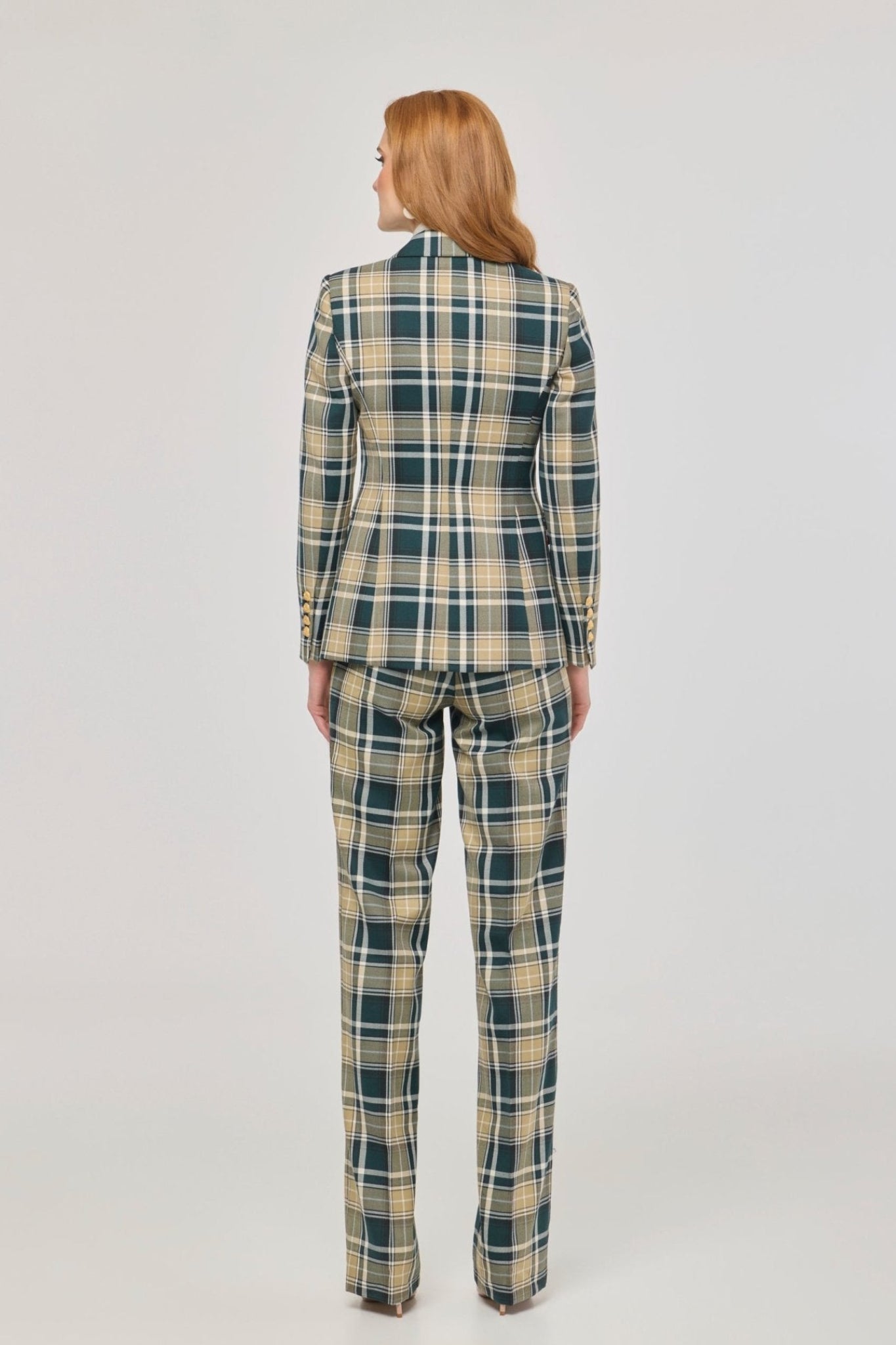 Blazer de cuadros tierra Murray de The Extreme Collection en tonos arena y verde oscuro.
