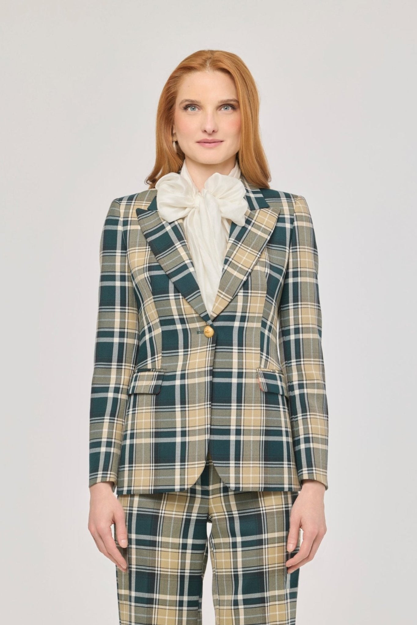 Blazer de cuadros tierra Murray de The Extreme Collection en tonos arena y verde oscuro.