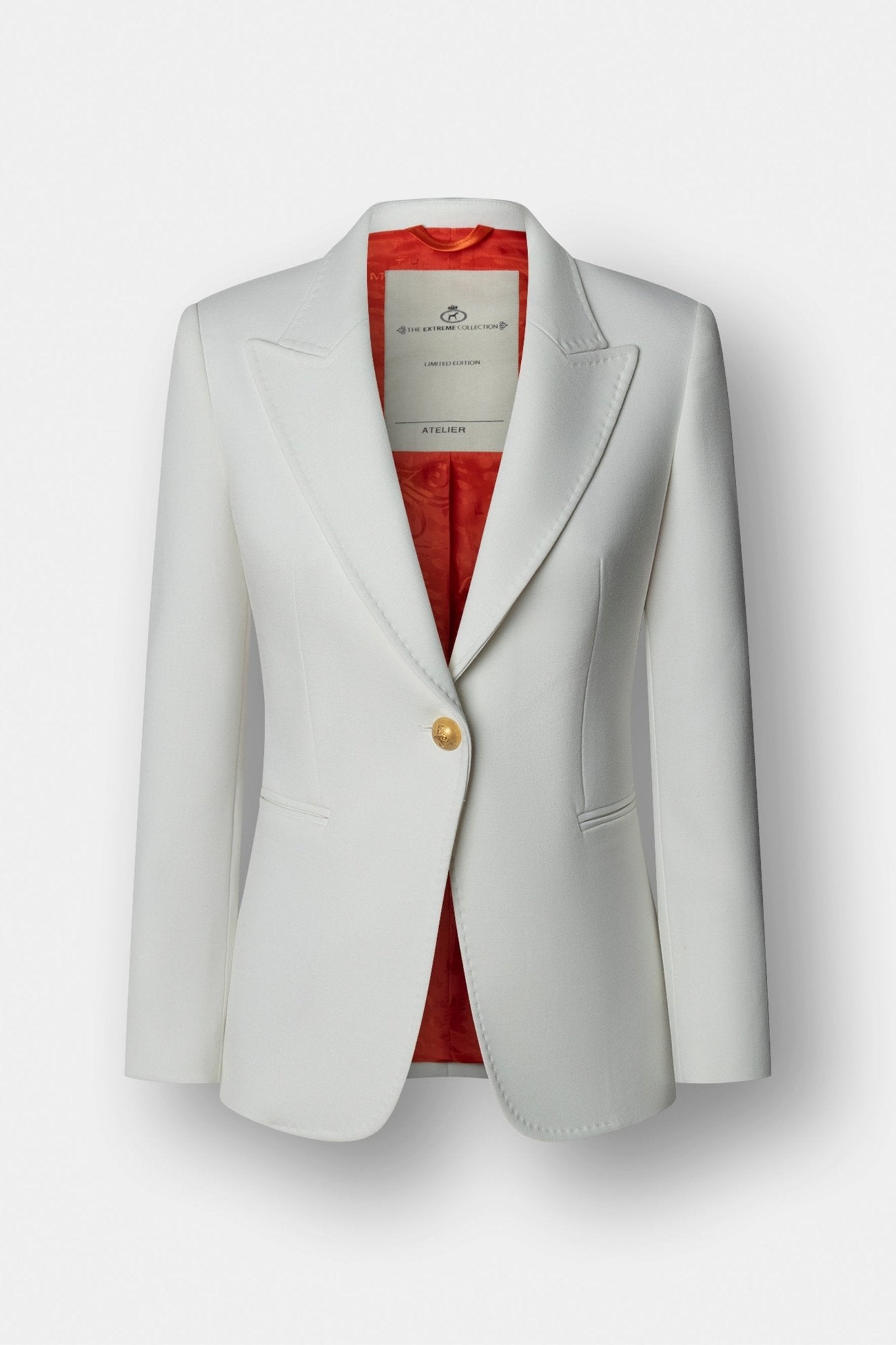 Blazer entallada blanca Garcia Vintage 01 de The Extreme Collection con detalle de picado en solapa.