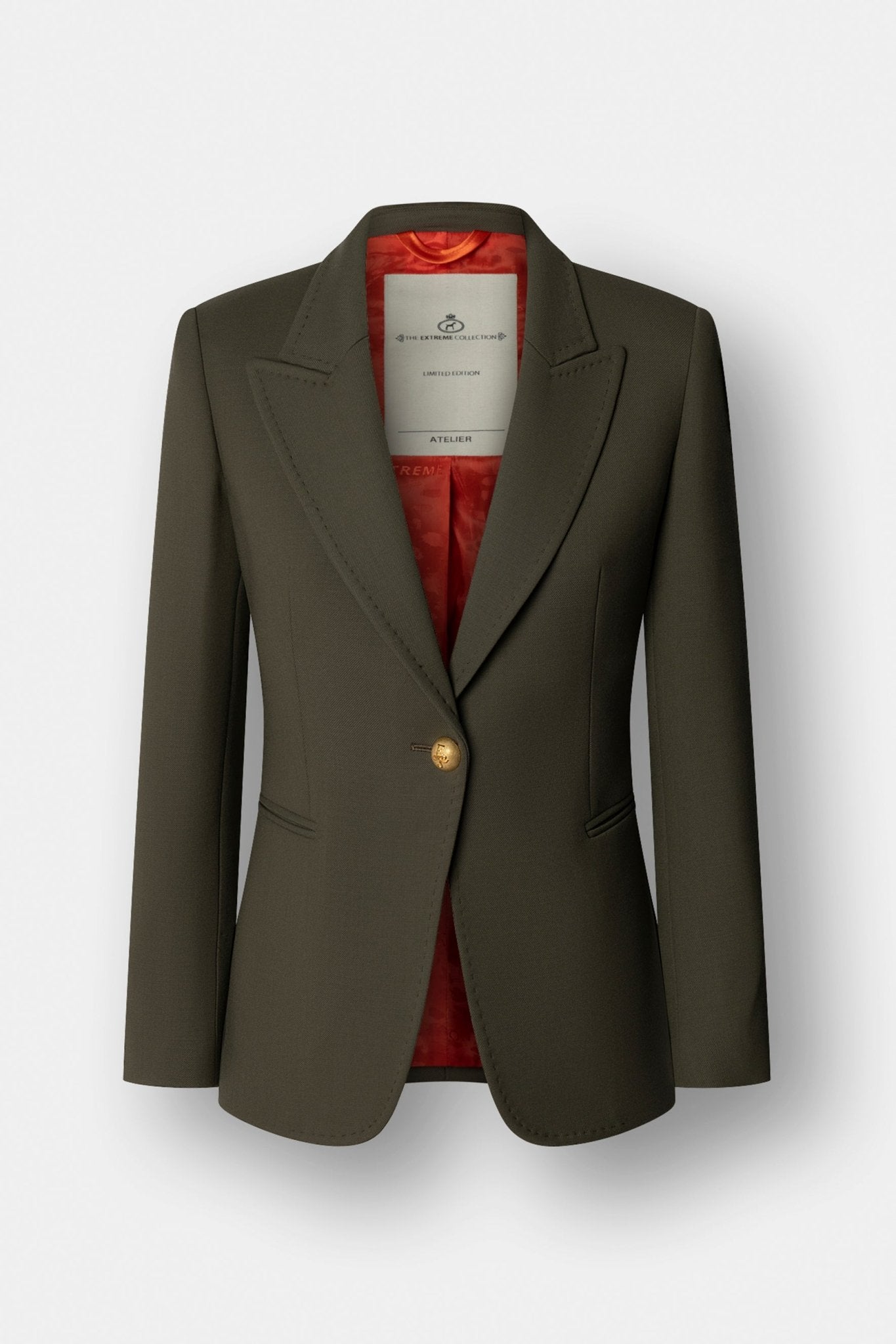 Blazer entallada verde Garcia Vintage 01 de The Extreme Collection en color verde con detalle de solapa picada.