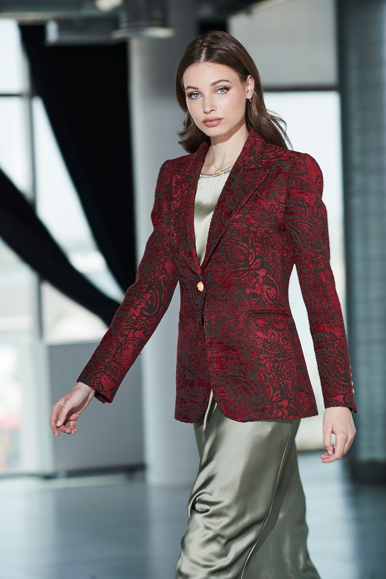 BLAZER JAQCUARD MERLOT SCOTLAND FLOWER - THE EXTREME COLLECTION