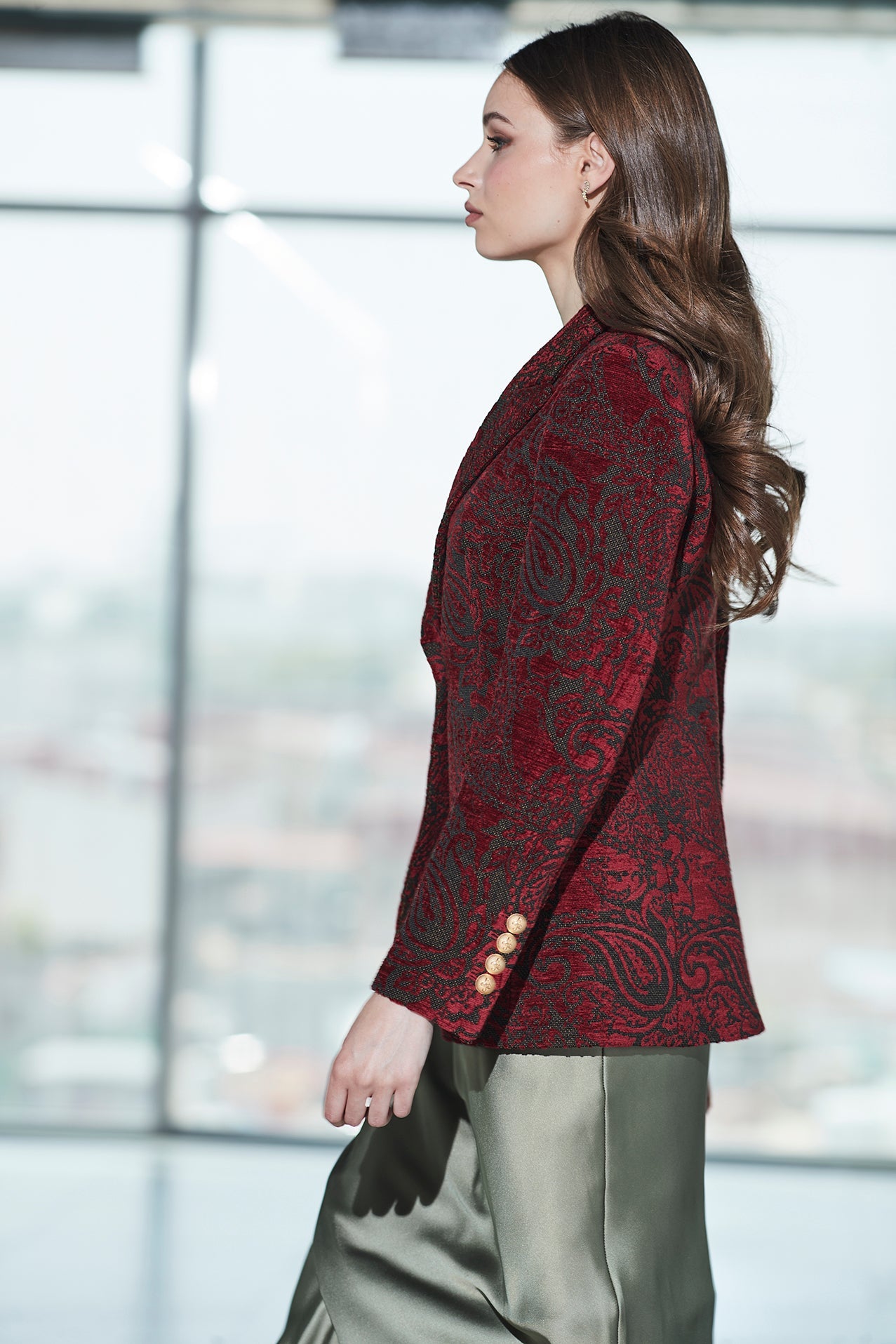 BLAZER JAQCUARD MERLOT SCOTLAND FLOWER - THE EXTREME COLLECTION