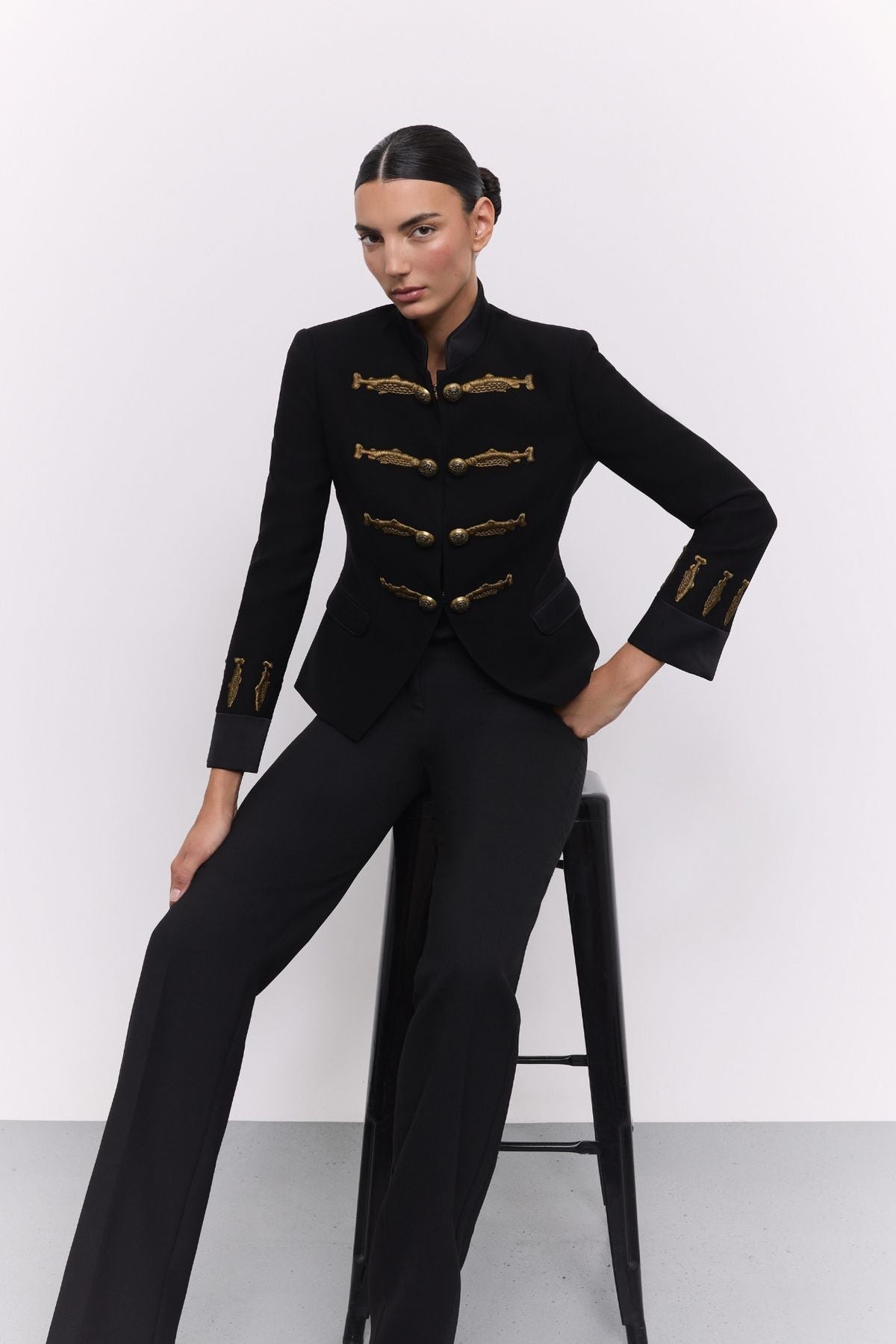 Blazer militar negro bordada Nuvola - Edición Limitada - THE EXTREME COLLECTION