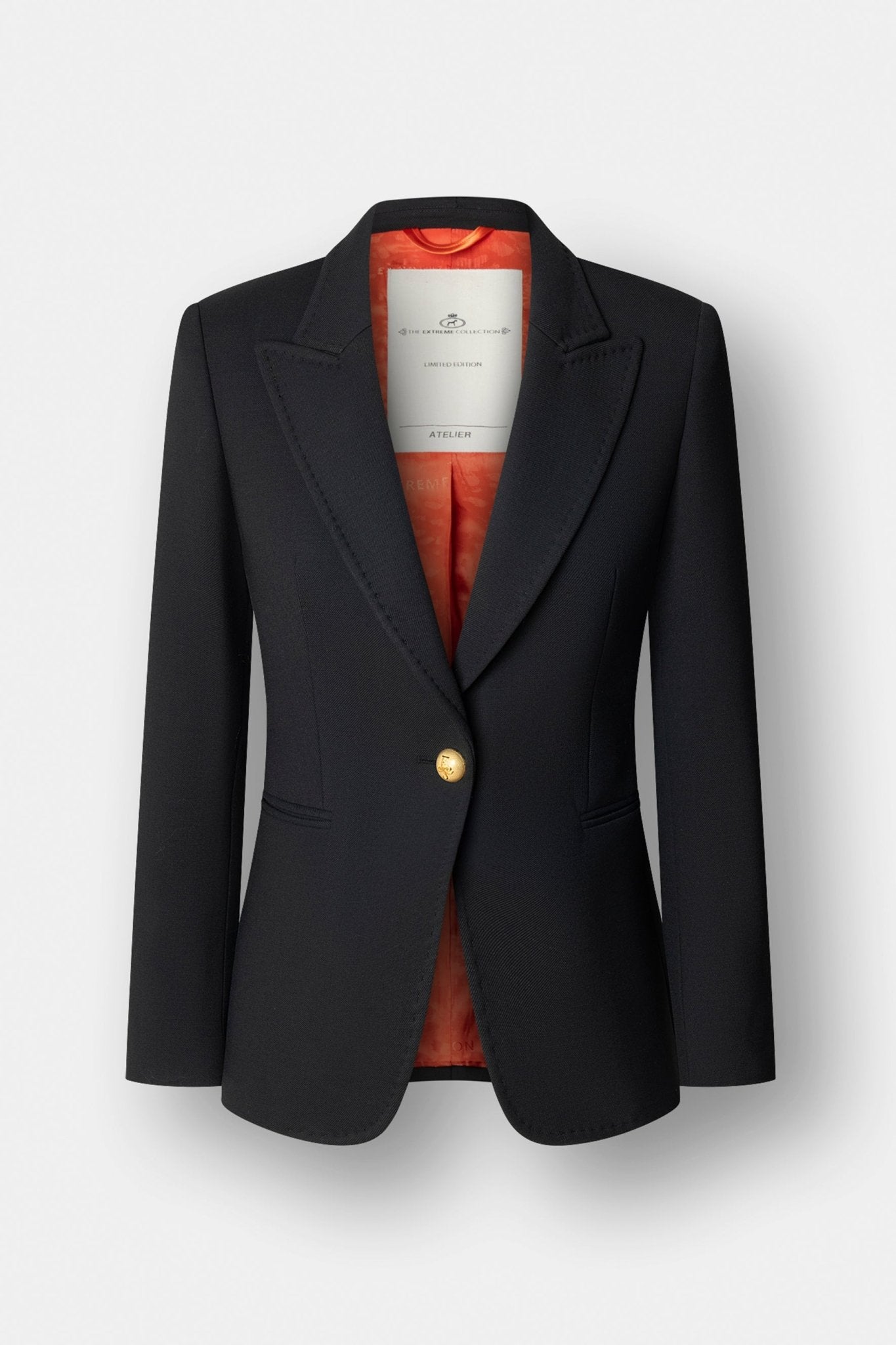 Blazer entallada negra Garcia Vintage 01 de The Extreme Collection con detalle de solapa picada.
