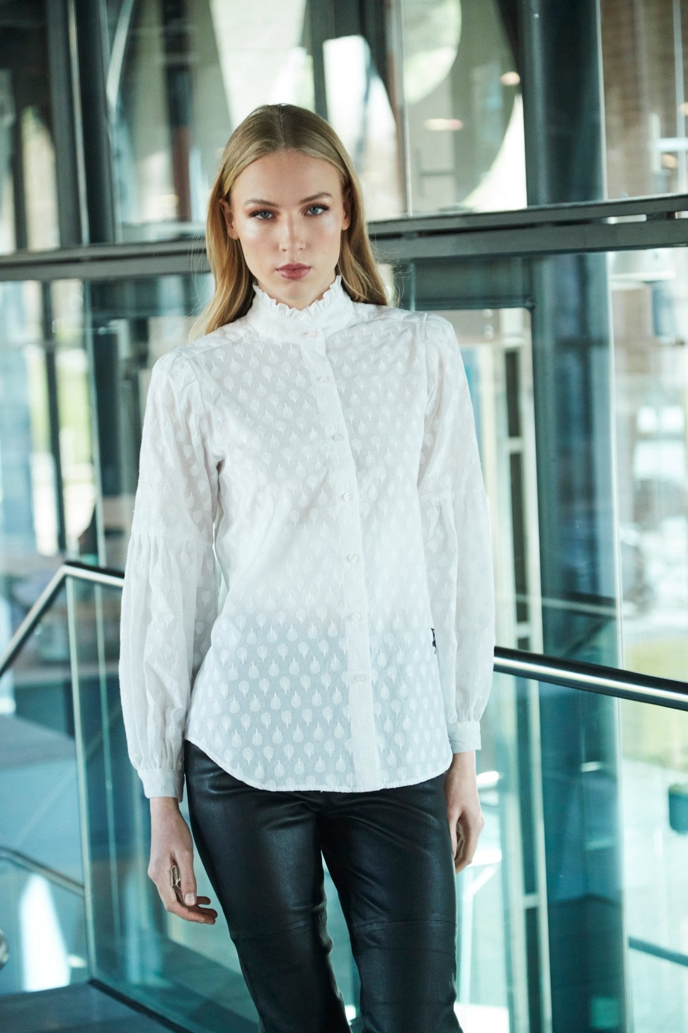CAMISA SASTRE BORDADA MAFALDA 01 BLANCO - THE EXTREME COLLECTION