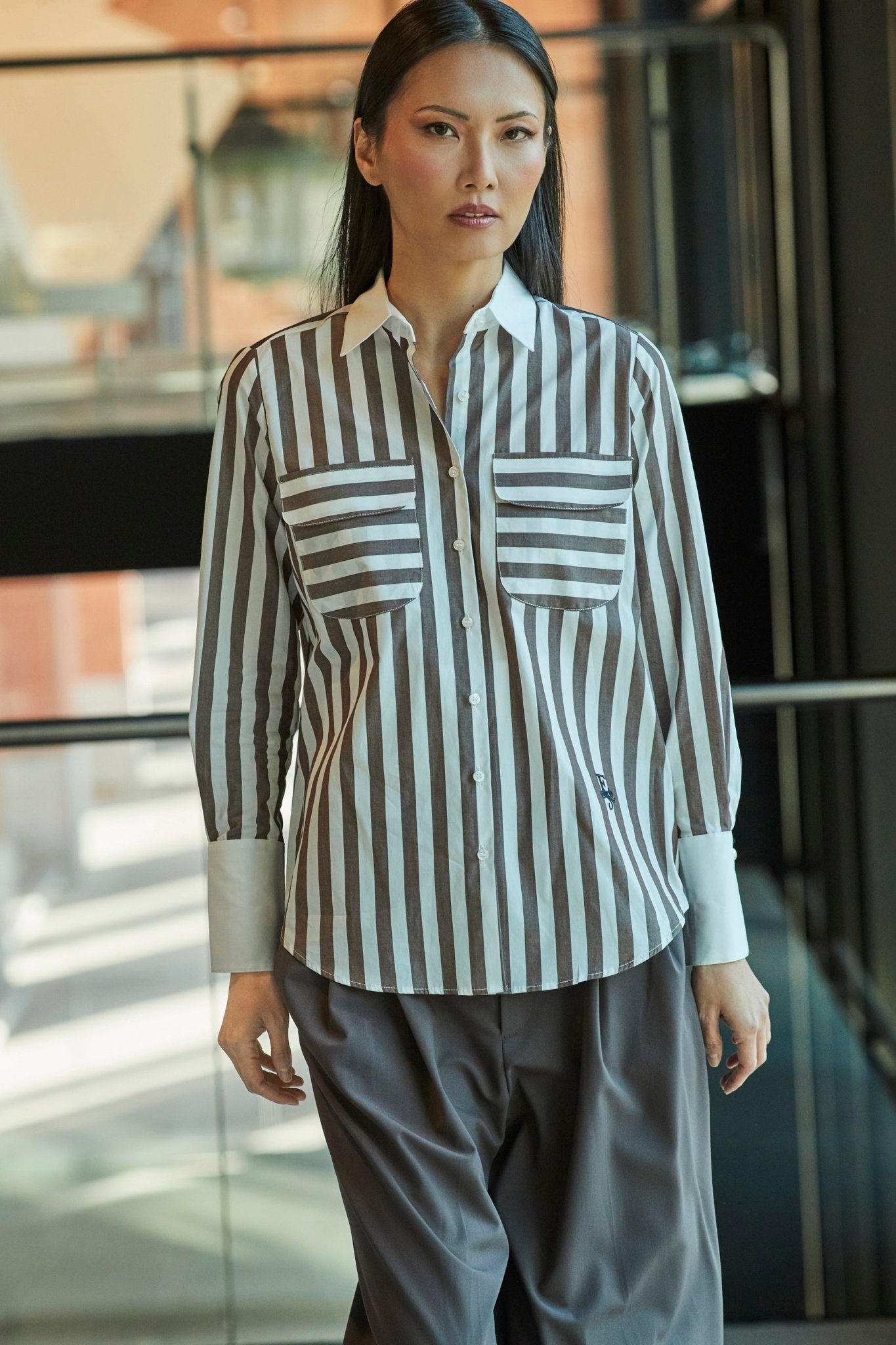 CAMISAS RAYAS MARRONES GABRIELLE - THE EXTREME COLLECTION