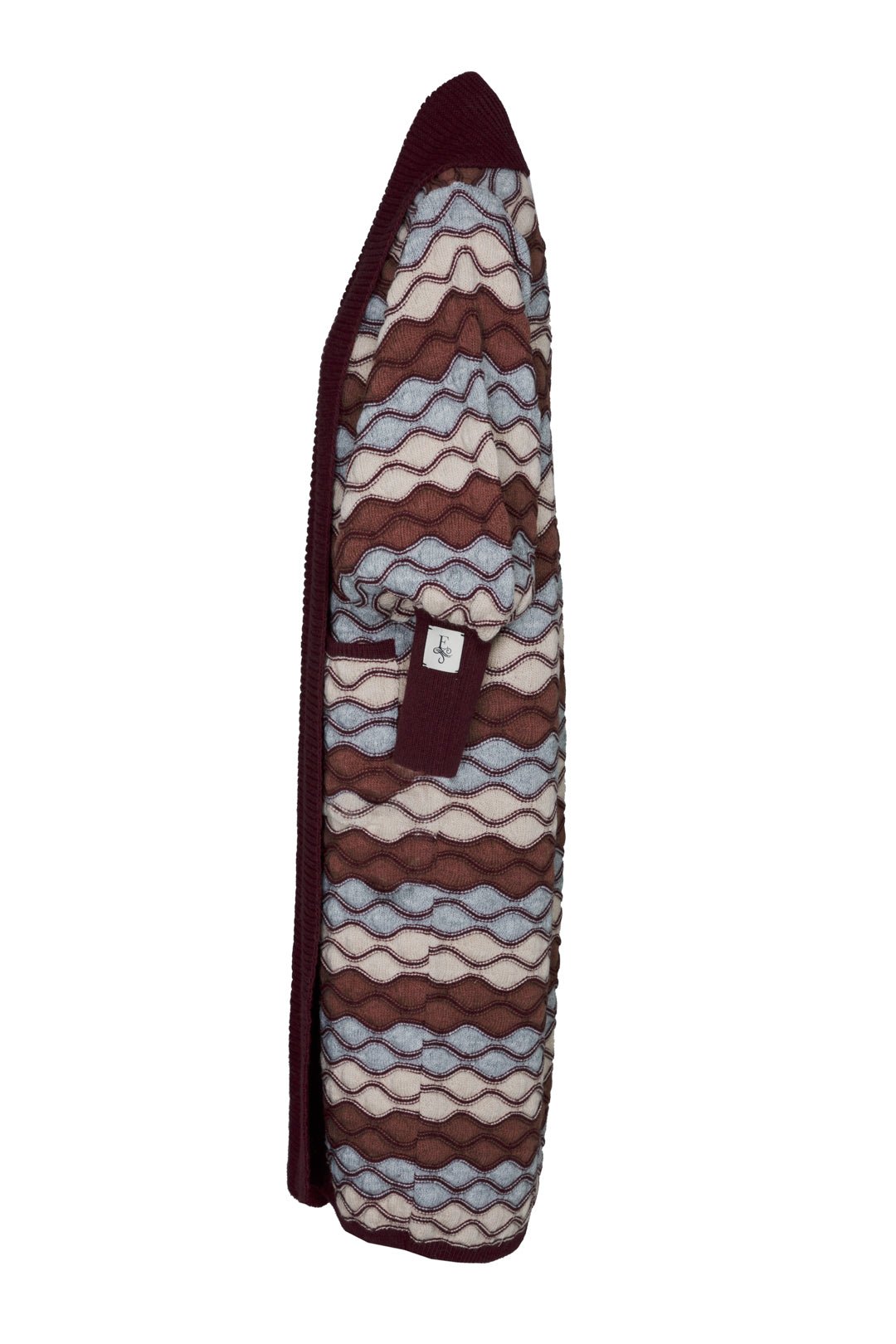 CARDIGAN LARGO CON ONDAS VINO HENRIETTE - THE EXTREME COLLECTION