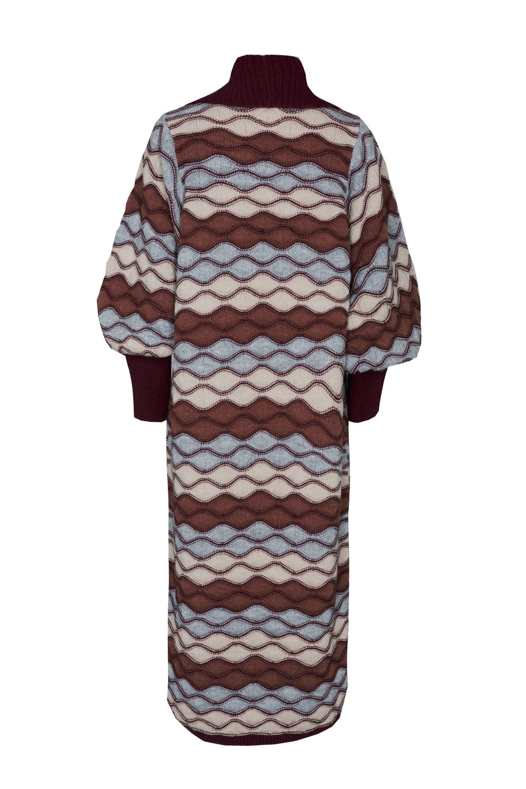 CARDIGAN LARGO CON ONDAS VINO HENRIETTE - THE EXTREME COLLECTION