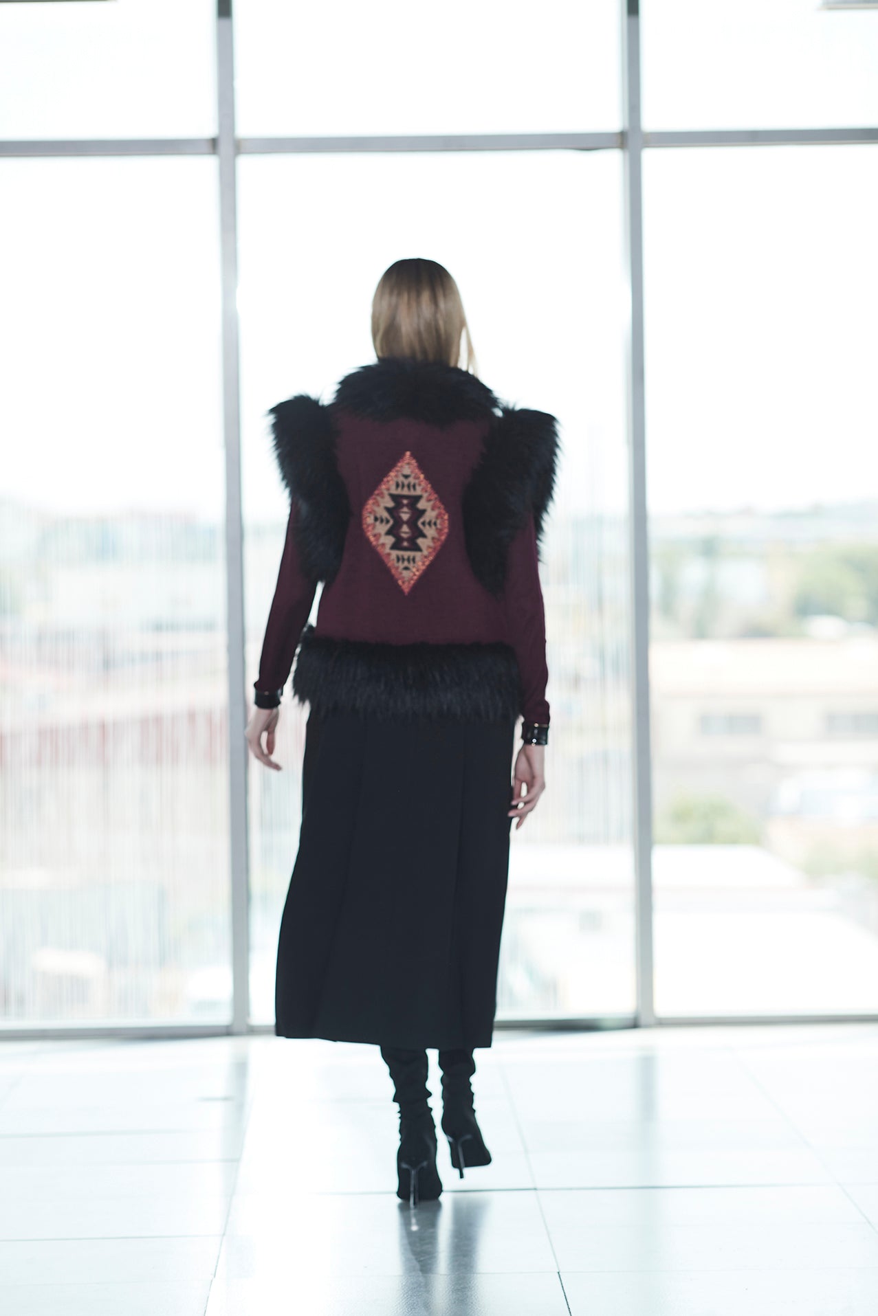 CHALECO JACQUARD MERLOT FLEUR - THE EXTREME COLLECTION