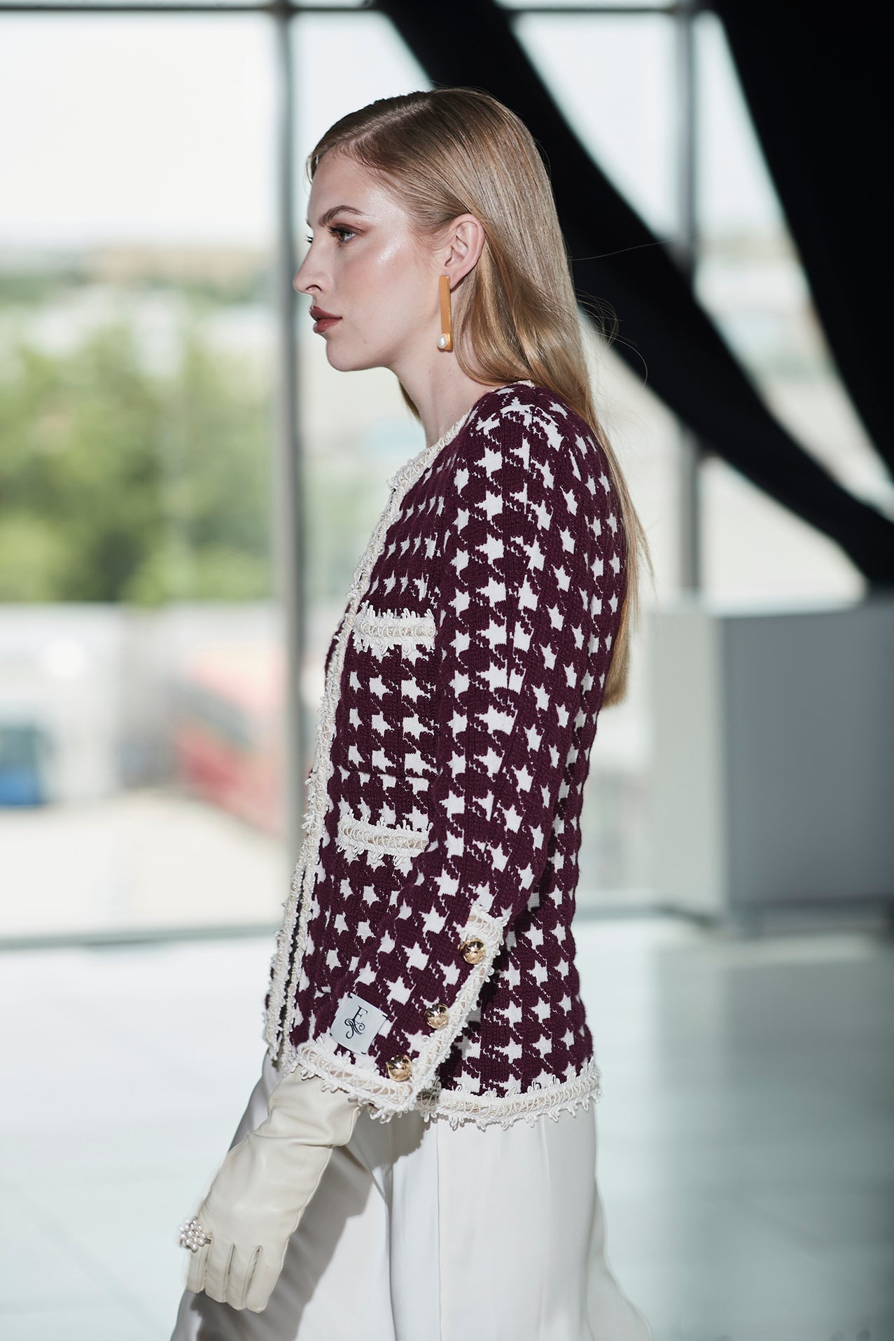 CHAQUETA CORTA PATA DE GALLO VINO MARGOT - THE EXTREME COLLECTION