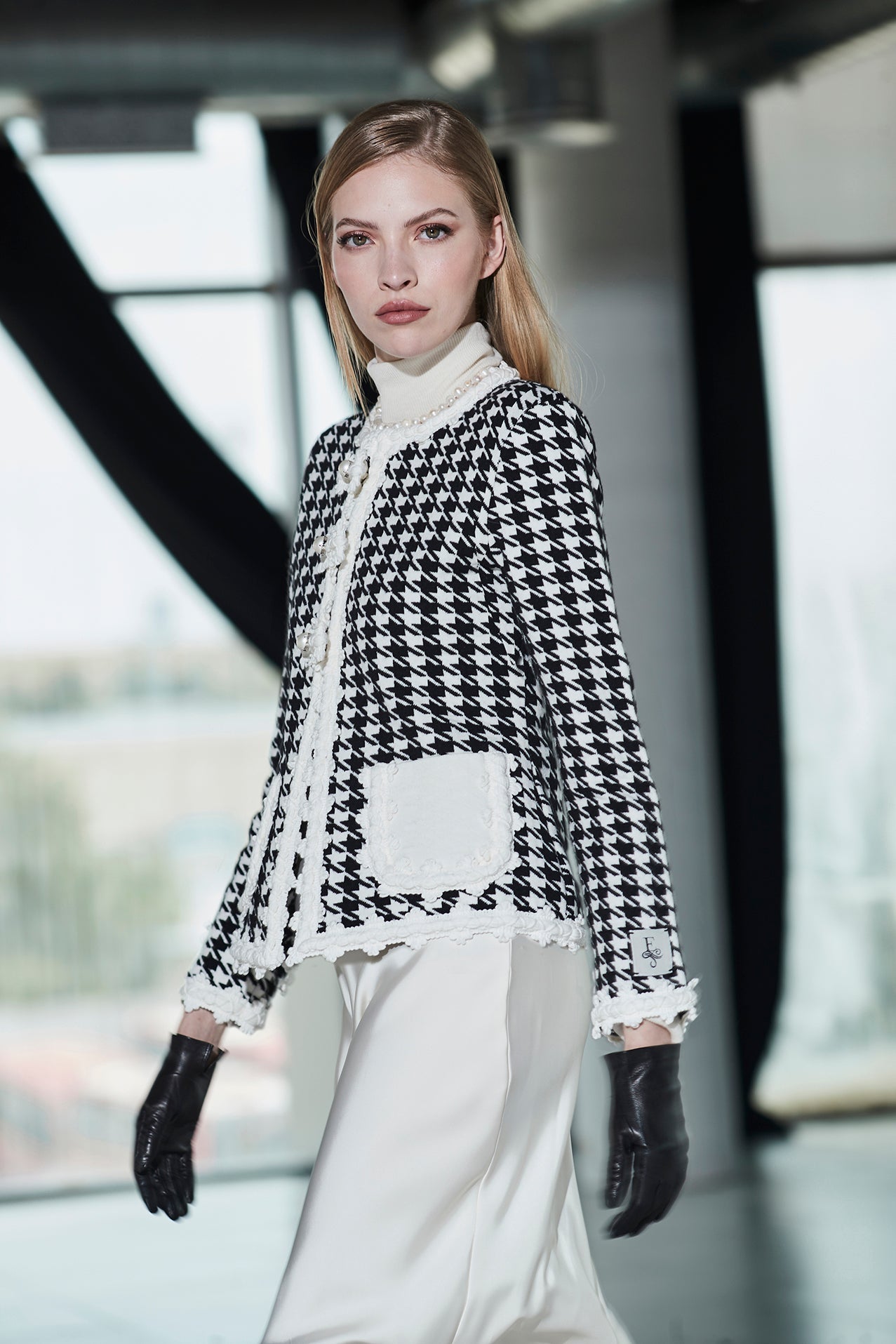 CHAQUETA PATA DE GALLO MARFIL GENEVA - THE EXTREME COLLECTION