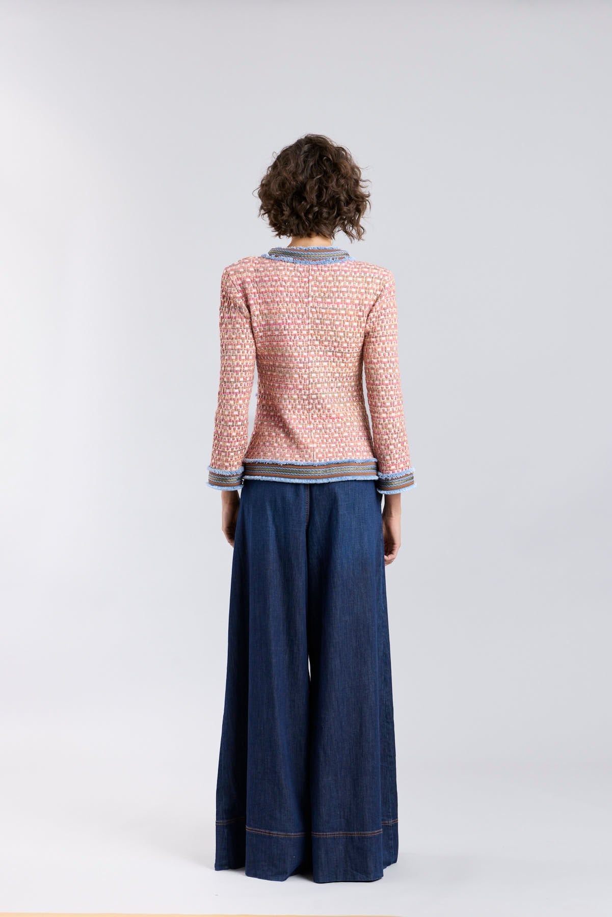 Chaqueta de lujo en punto texturizado multicolor para mujer modelo Tedy.