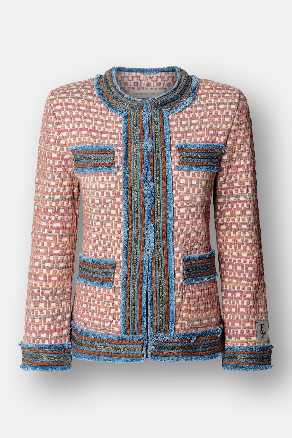 Chaqueta de lujo en punto texturizado multicolor para mujer modelo Tedy.