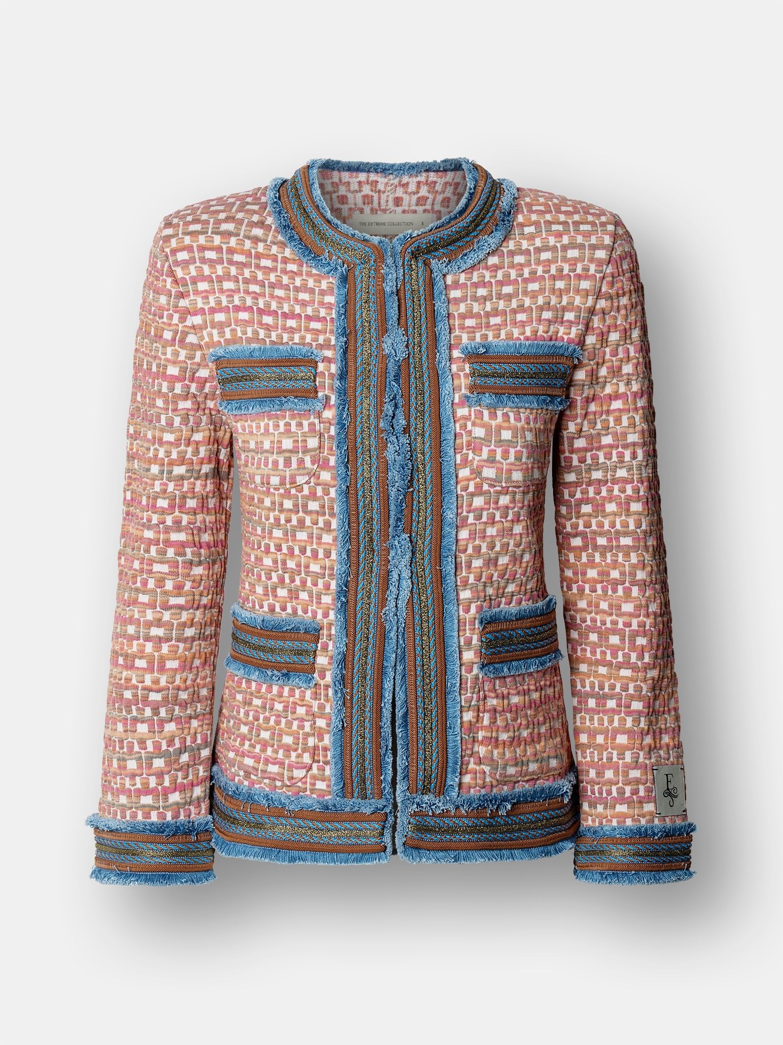 Chaqueta de lujo en punto texturizado multicolor para mujer modelo Tedy.