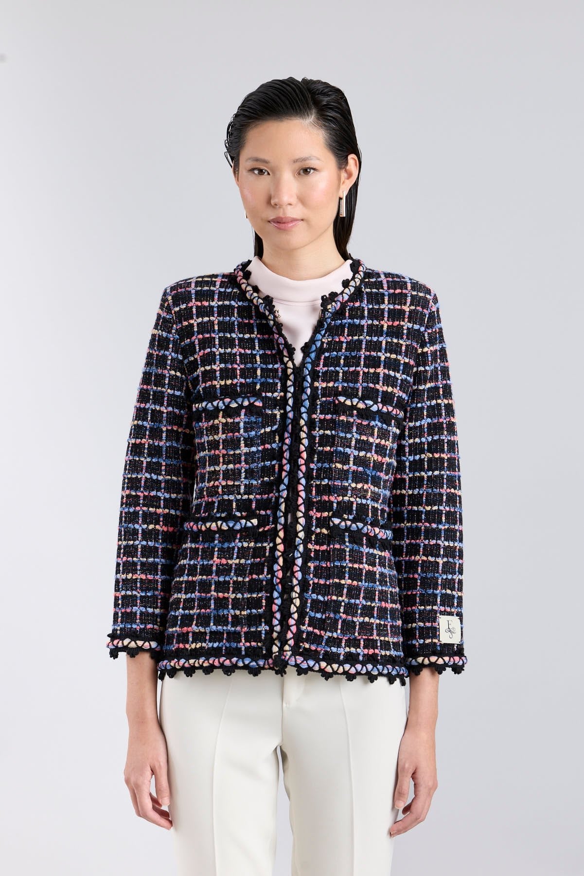 Chaqueta de lujo con corte sastre en punto oscuro para mujer modelo Hunter.