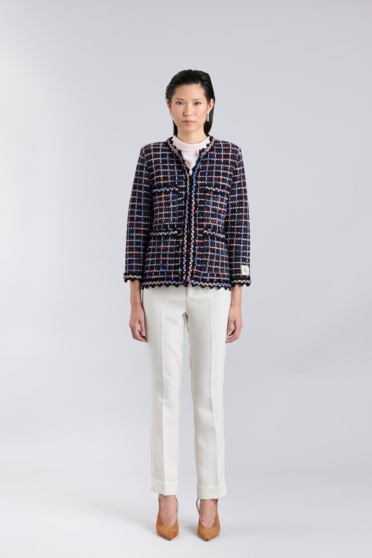 Chaqueta de lujo con corte sastre en punto oscuro para mujer modelo Hunter.