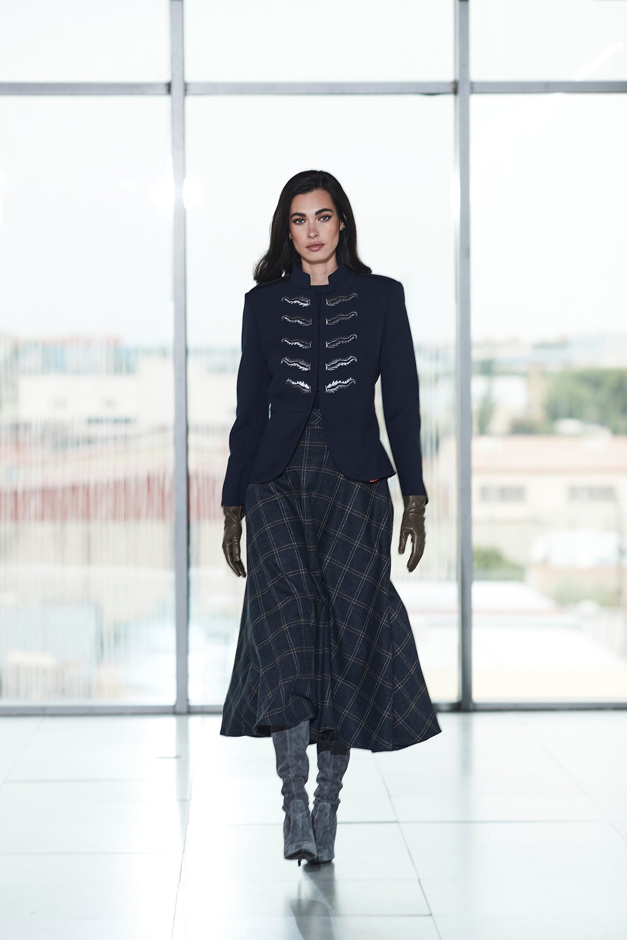 FALDA MIDI CUADROS ZAFIRO PETRA 01 - THE EXTREME COLLECTION