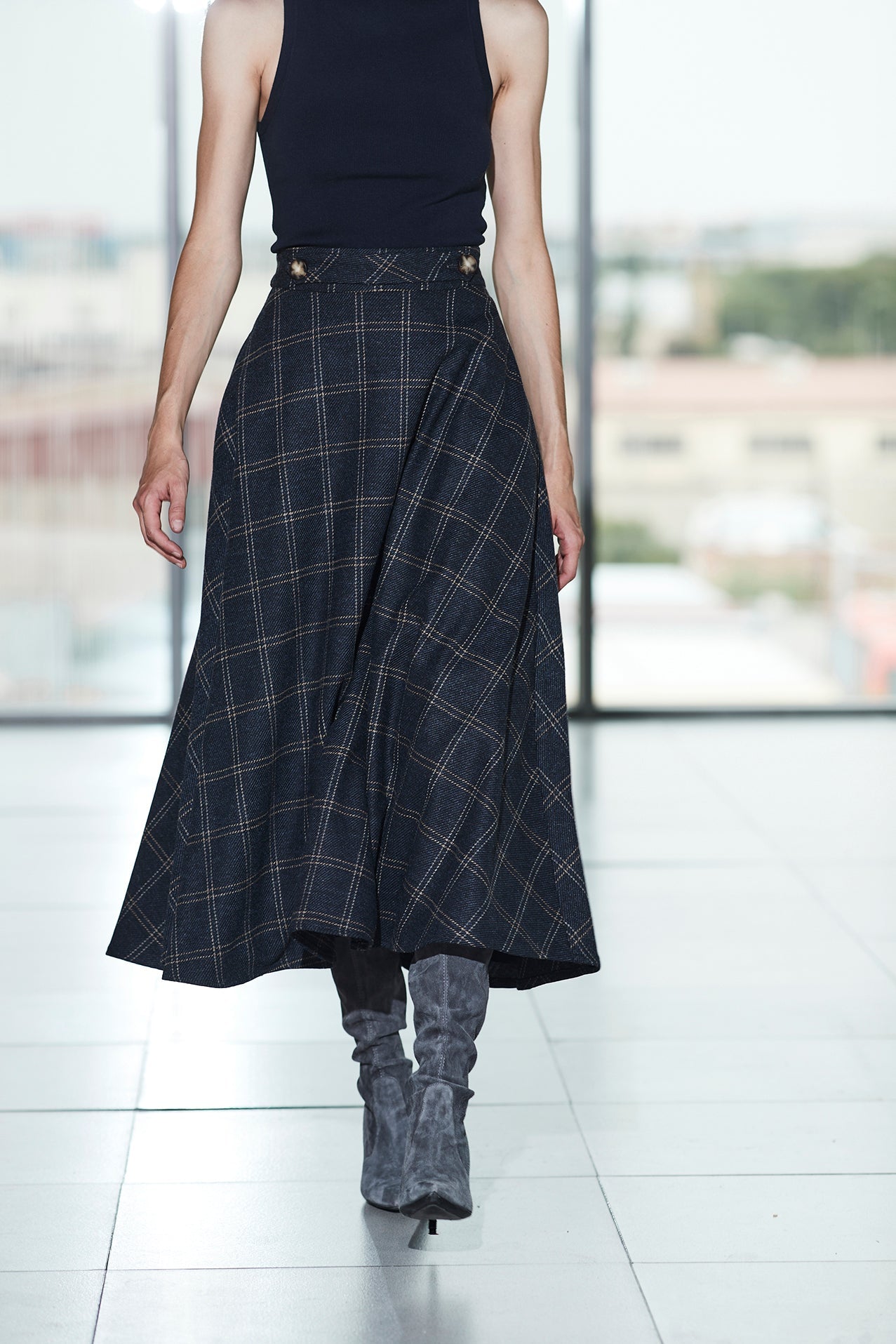 FALDA MIDI CUADROS ZAFIRO PETRA 01 - THE EXTREME COLLECTION