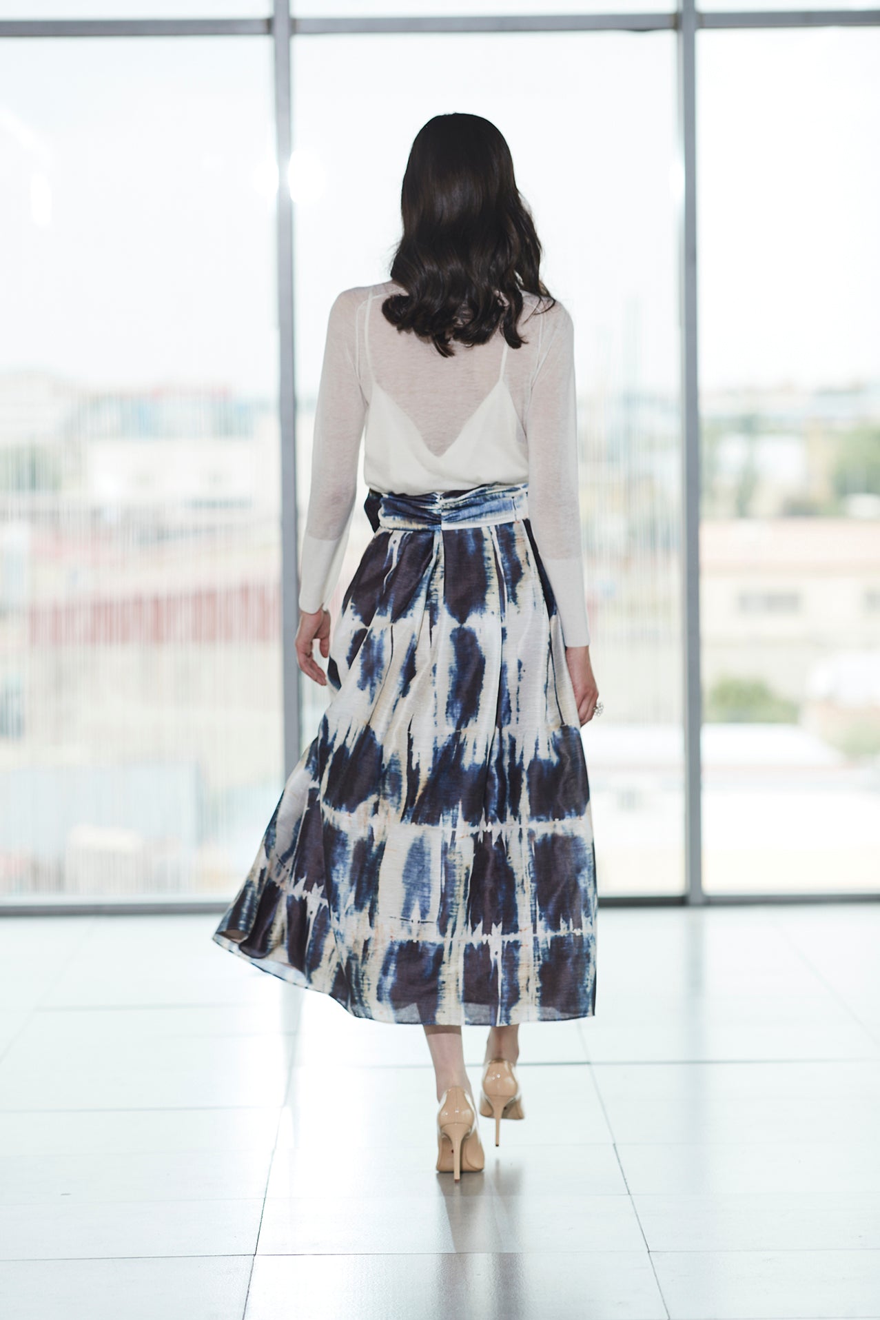 FALDA MIDI TAFETA ZAFIRO BASTIAN - THE EXTREME COLLECTION