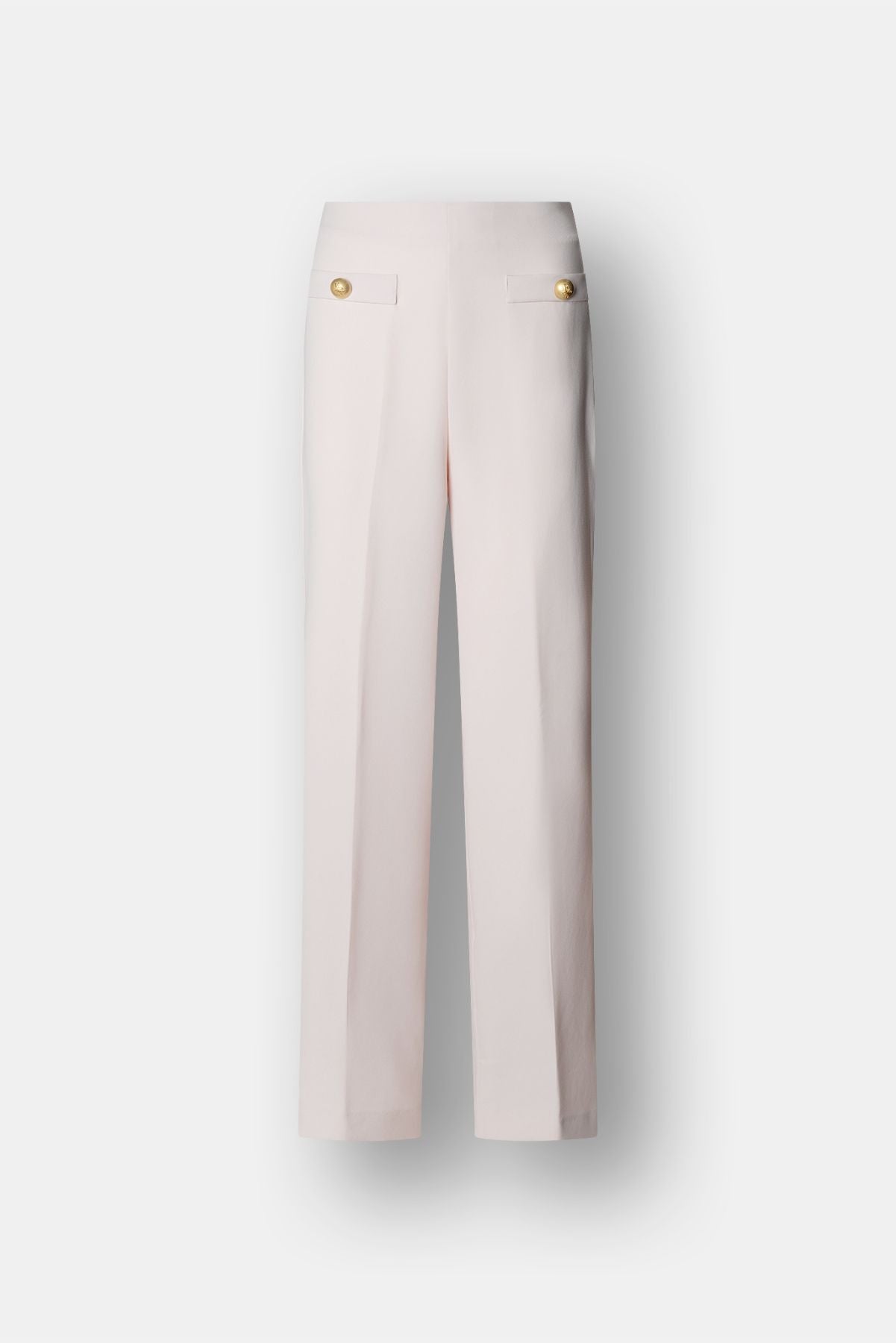 Pantalón rosa de tiro alto estilo palazzo con botones dorados de The Extreme Collection.