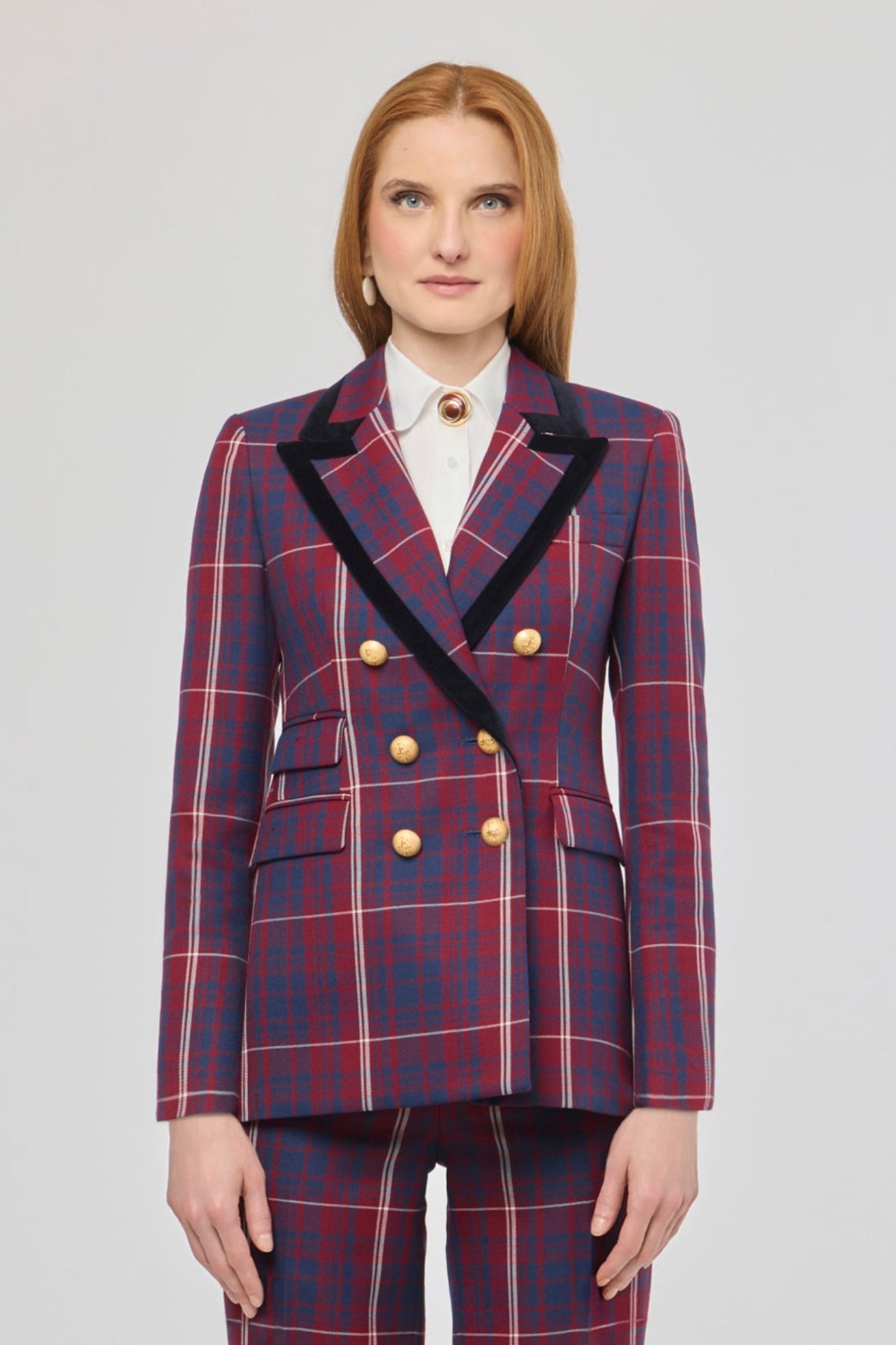 Anderson Checked Blazer with Velvet Lapel - Limited Edition