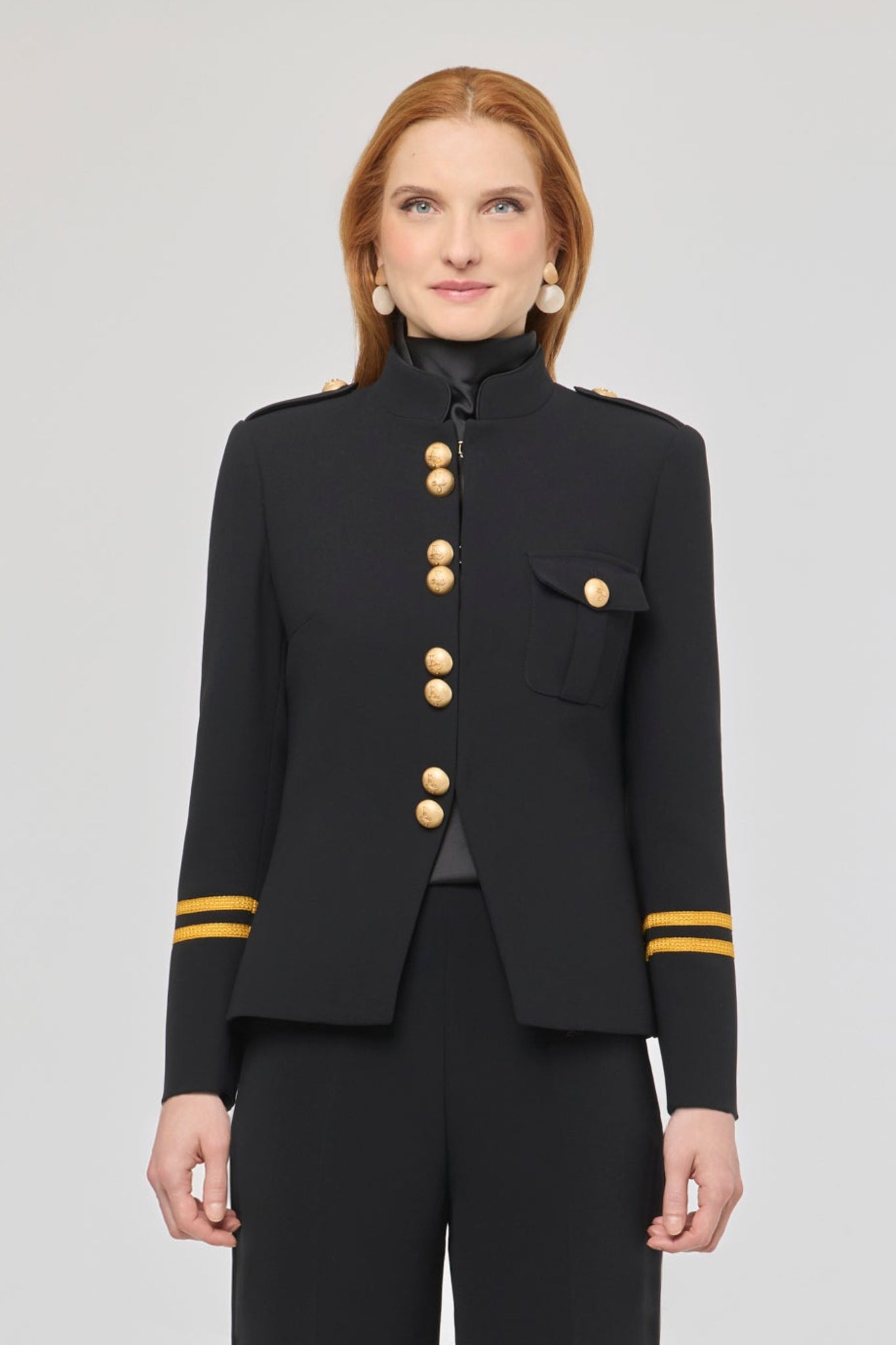 Claudia London Black Blazer with Gold Braid