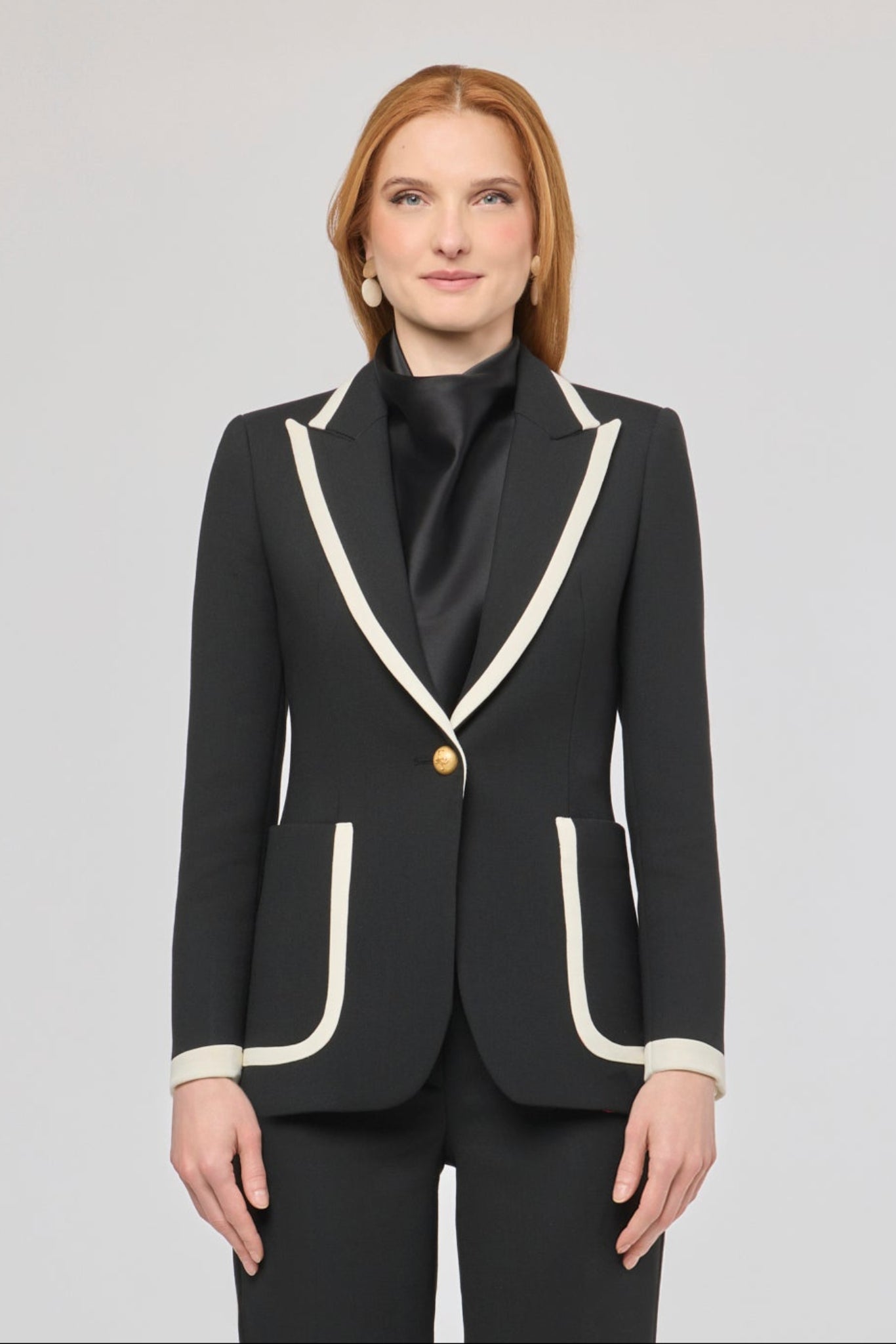 Laurent Black Blazer with Contrast Piping - Limited Edition