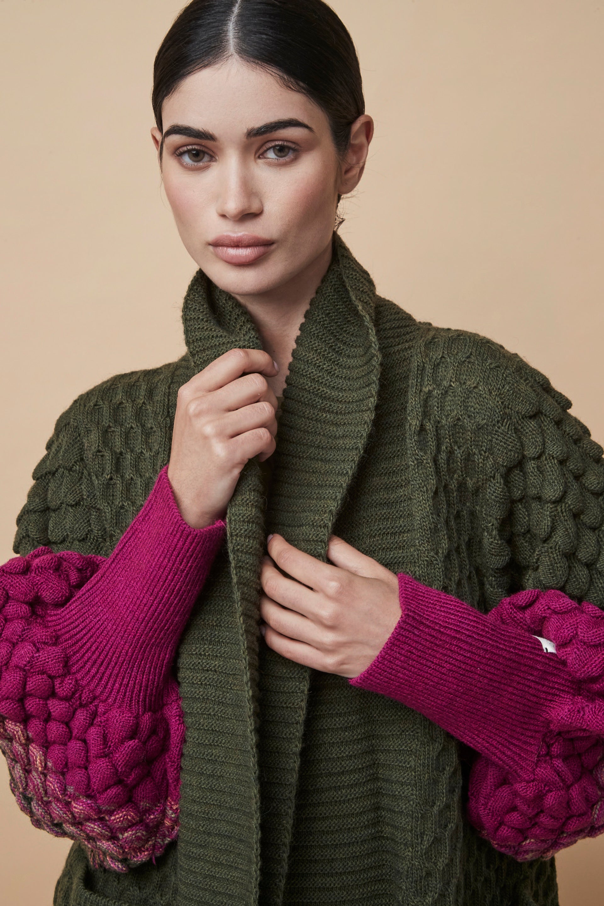 CARDIGAN LARGA ALPACA DAUPHINE VERDE