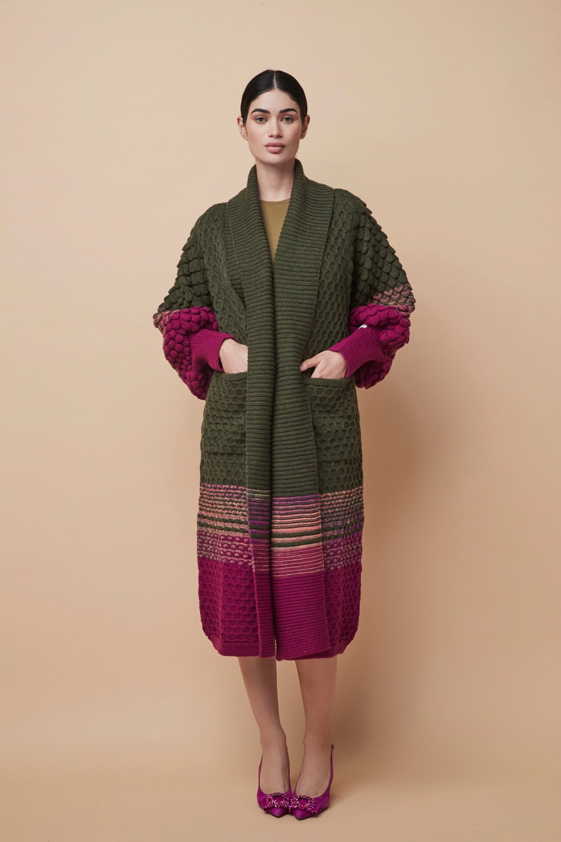 CARDIGAN LARGA ALPACA DAUPHINE VERDE