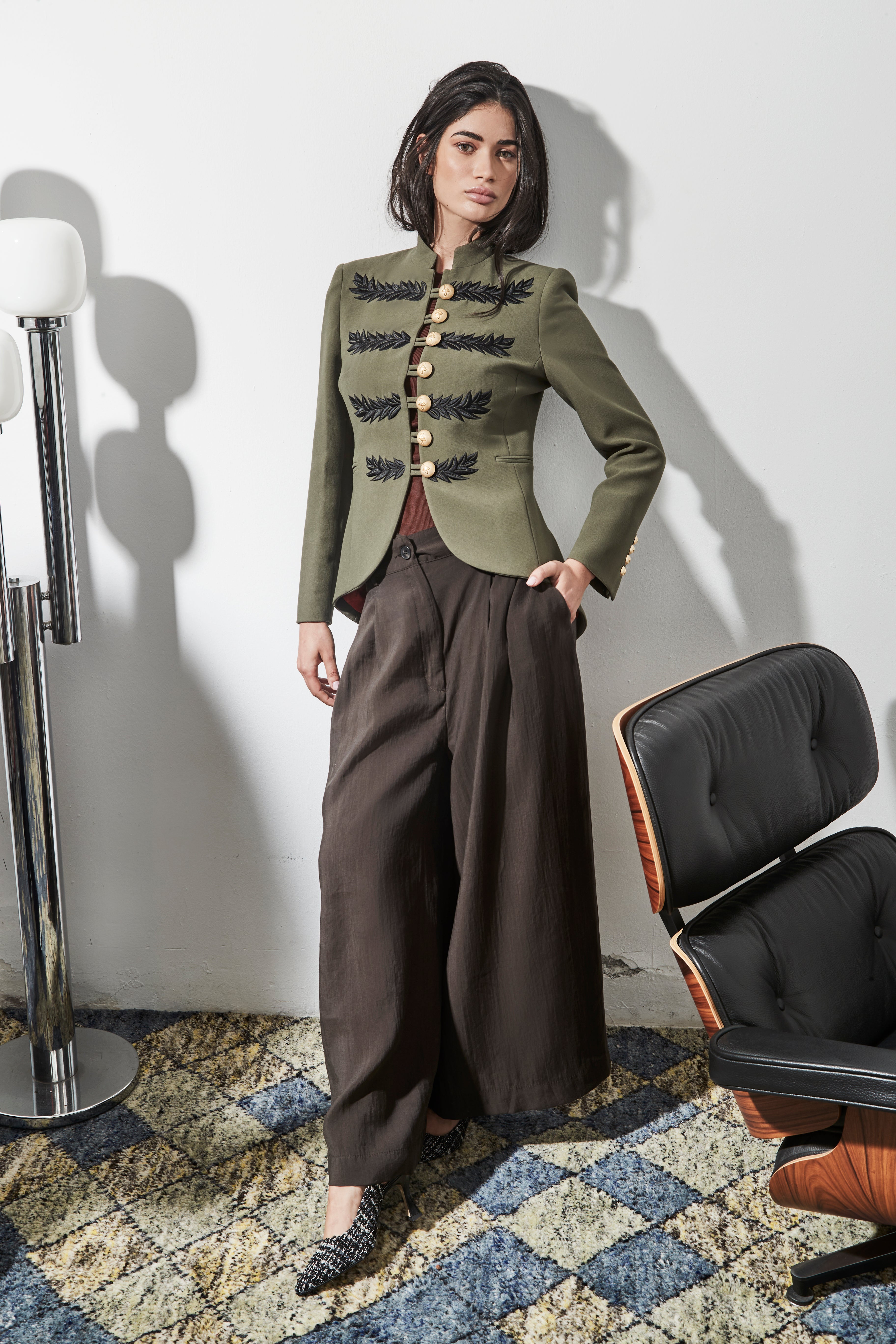 BLAZER BORDADO RENATA OLIVE GREEN