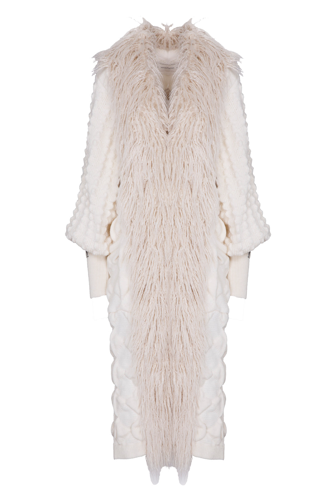 CARDIGAN LARGO CON PELO MARFIL GUSTAVE