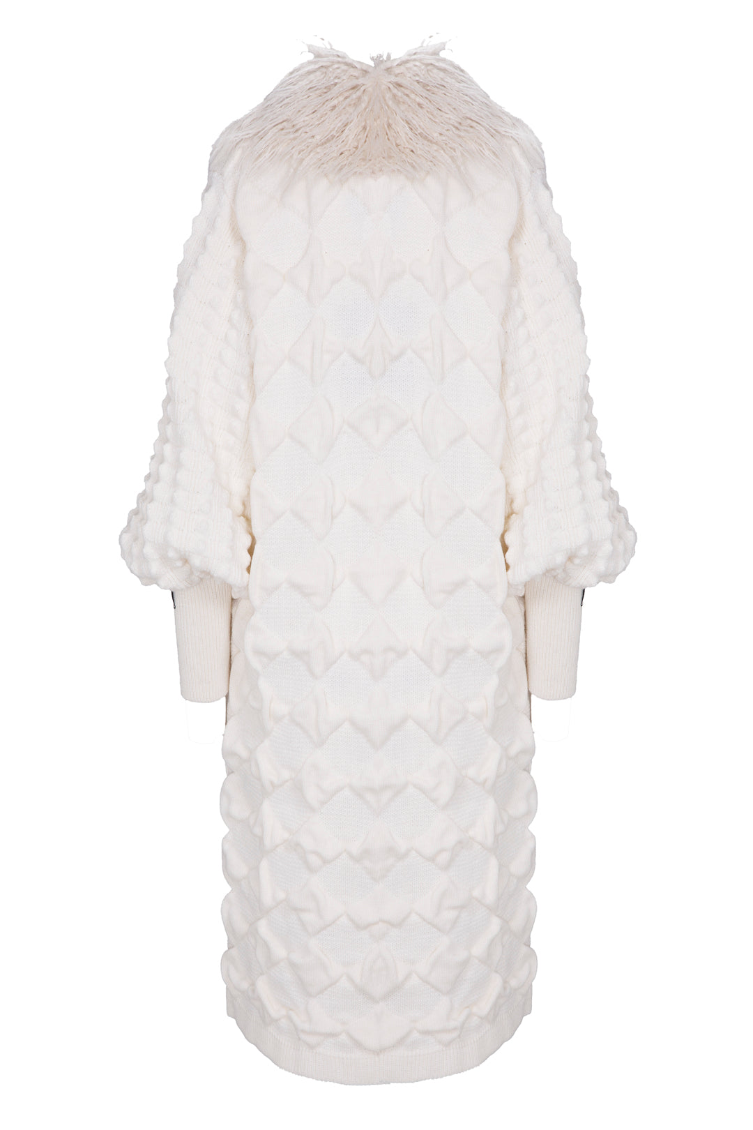 CARDIGAN LARGO CON PELO MARFIL GUSTAVE