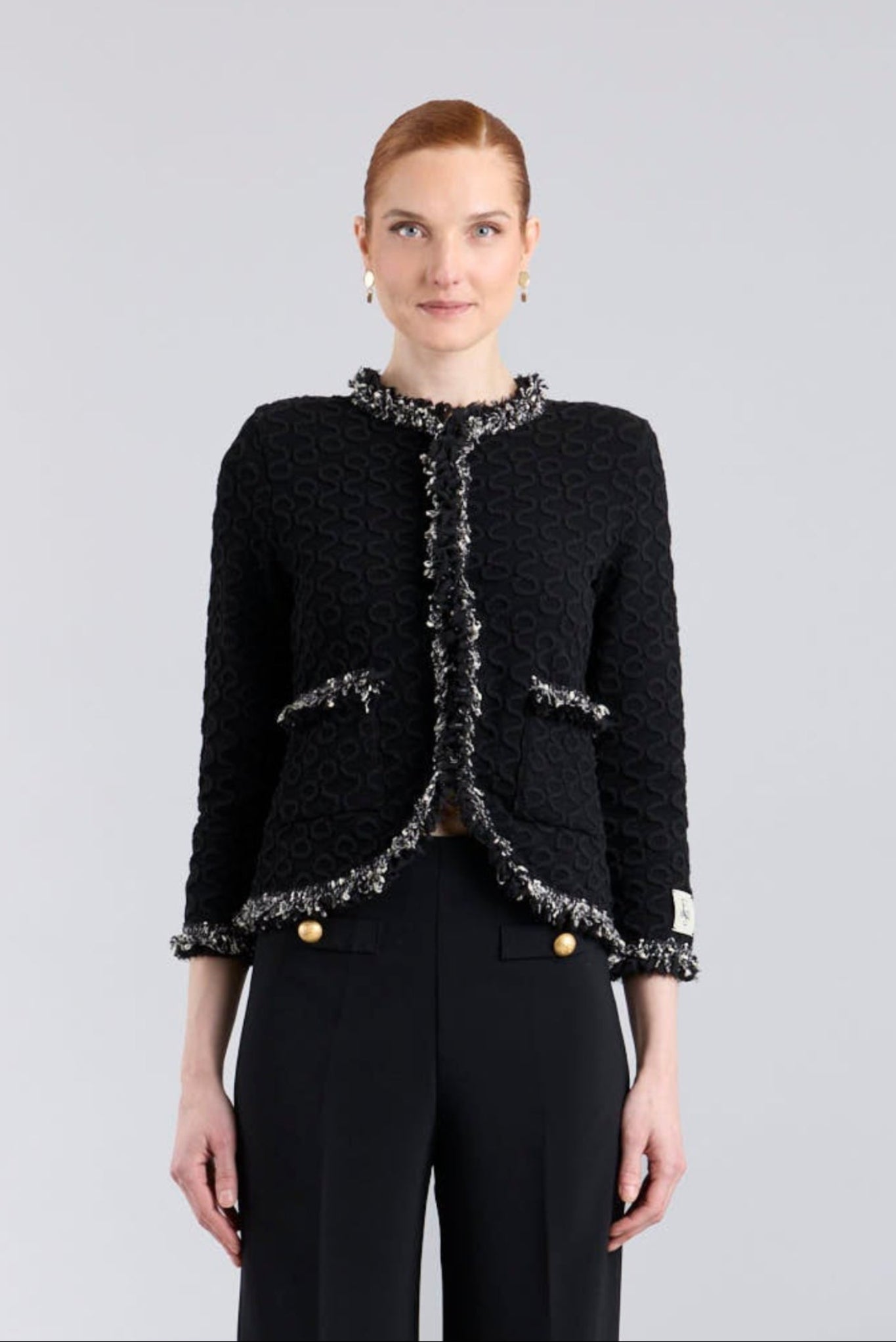 Ludovica Black Metallic Trim Structured Jacket - Limited Edition
