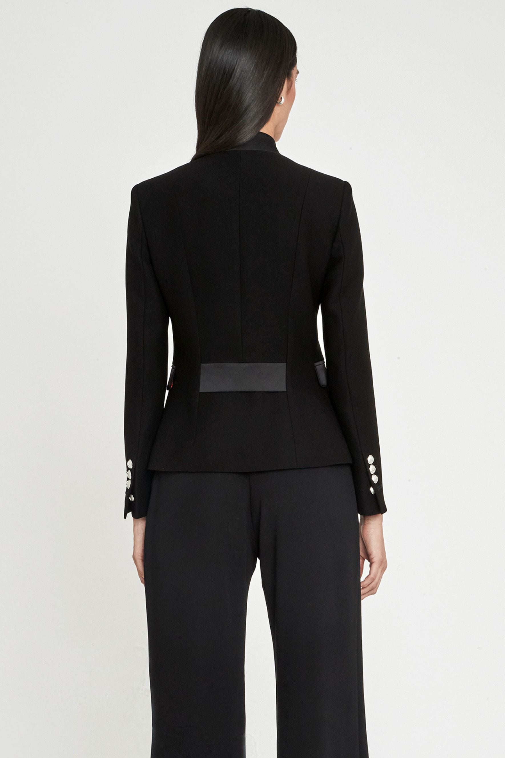 RENATA SILVER EMBROIDERED BLACK BLAZER