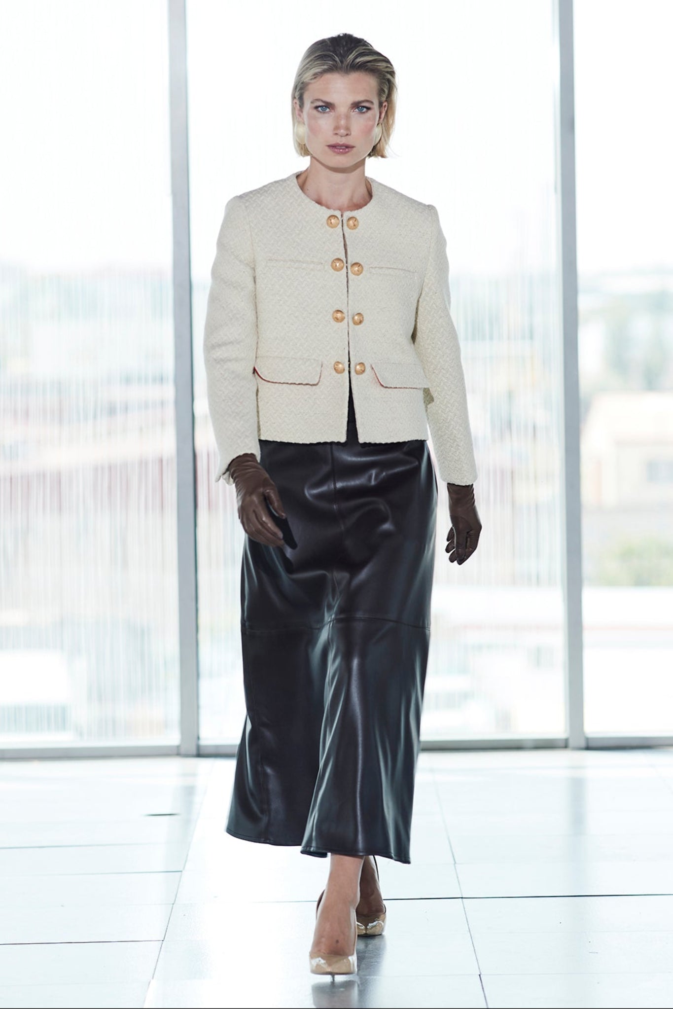 Falda midi ecopiel marron Olive - Edición Limitada